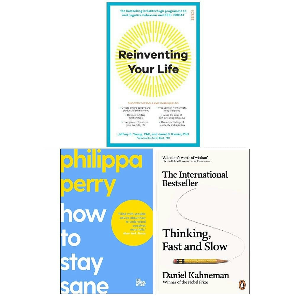 Various Publishers Reinventing Your Life, How To Stay Sane The School Of Life, Thinking Fast And Slow 3 Books Collection Set