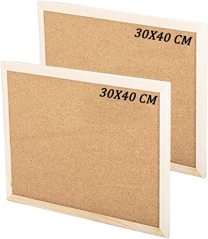 Kav Brown 30 X 40Cm Cork Notice Pin Board - Notice Board Bulletin Wooden Frame For Office, School, Bedroom, Memo, And Home (Pack Of 2)