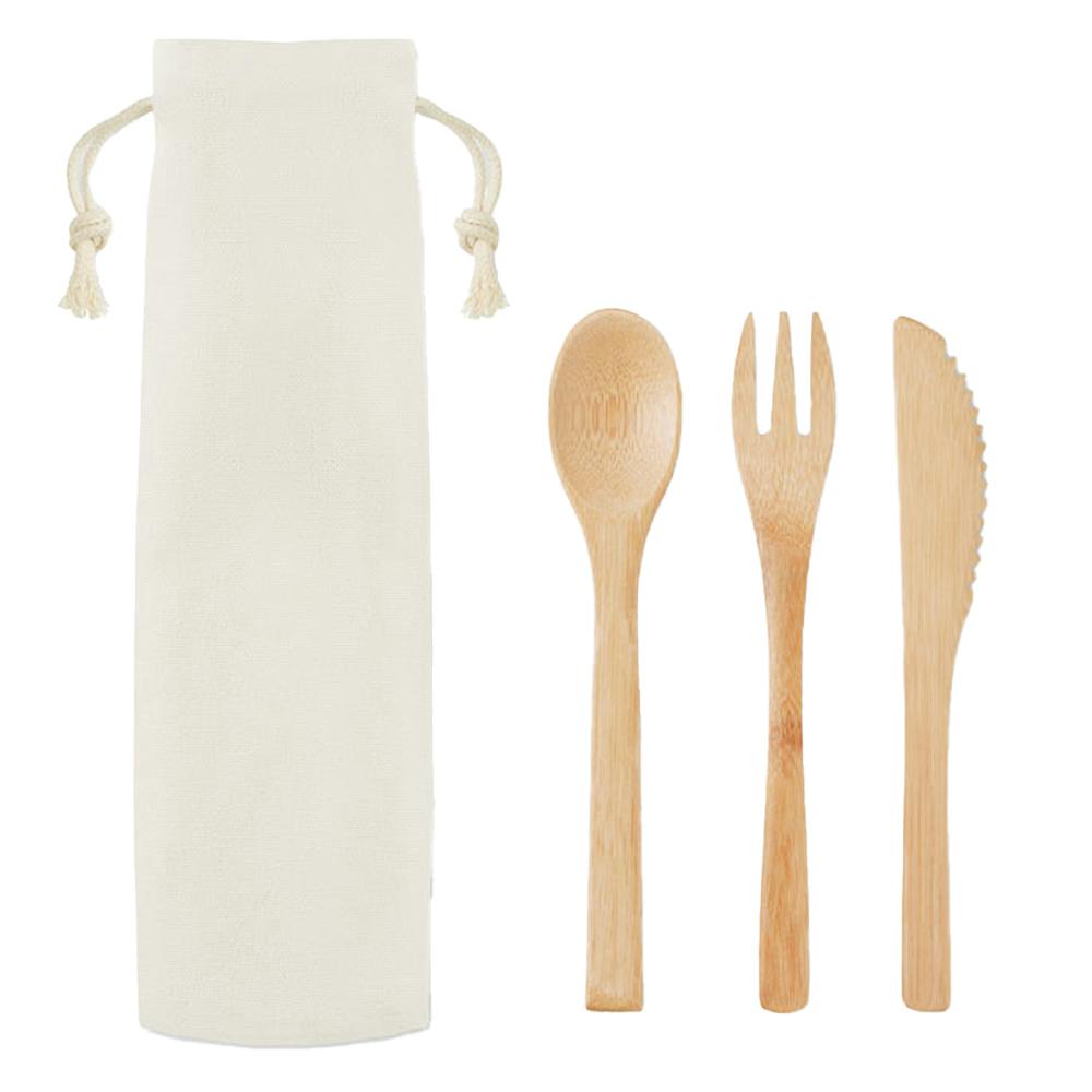 Rackhams Beige Setboo Bamboo Cutlery Set - One Size - 100% Mixed