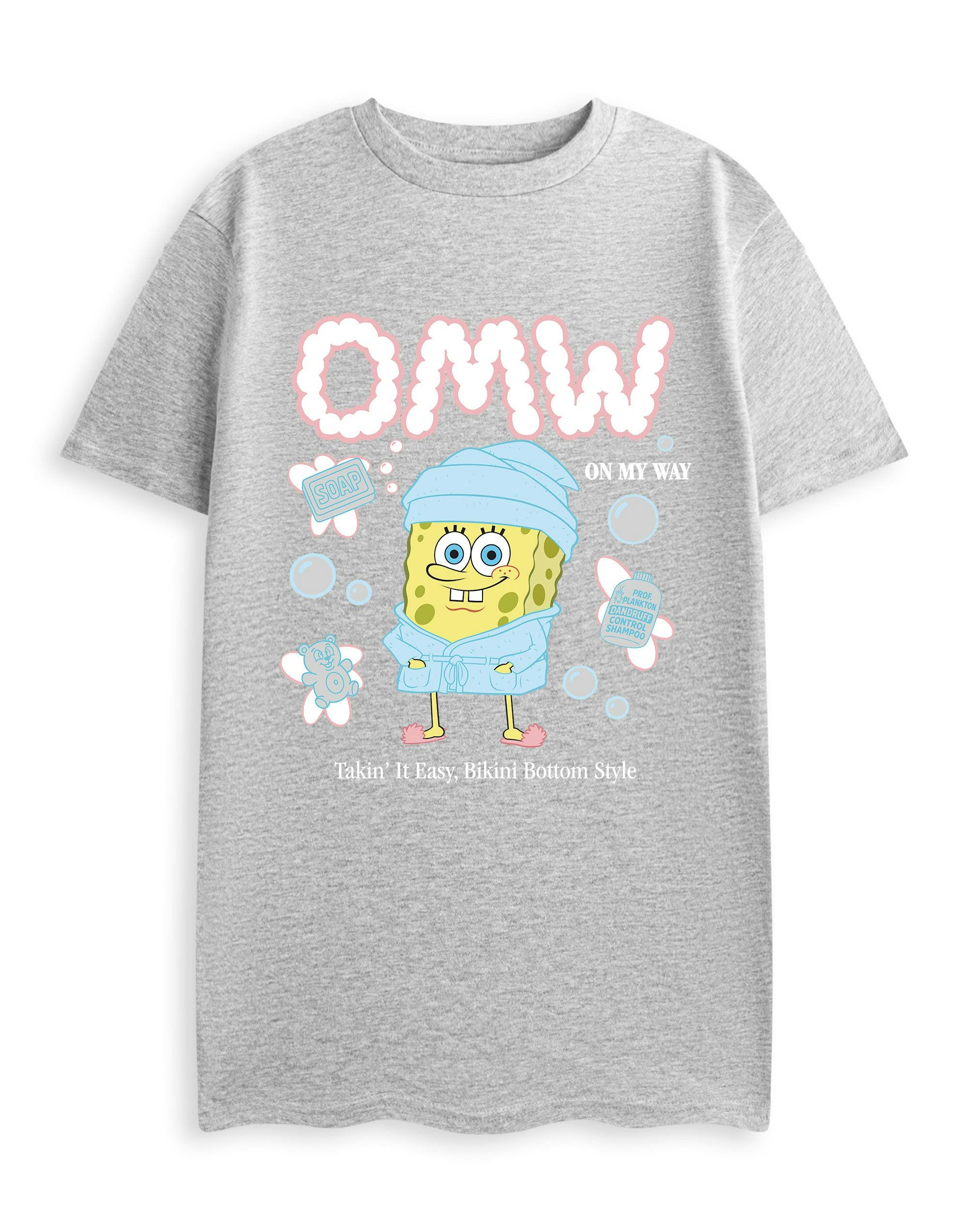 Vanilla Underground Women's Grey Spongebob Squarepants On My Way Short Sleeved T-Shirt - XXX-Large