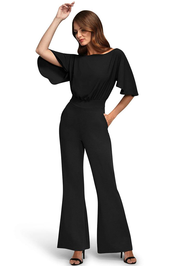 Hotsquash Women's Black Drop Shoulder Jumpsuit - 10