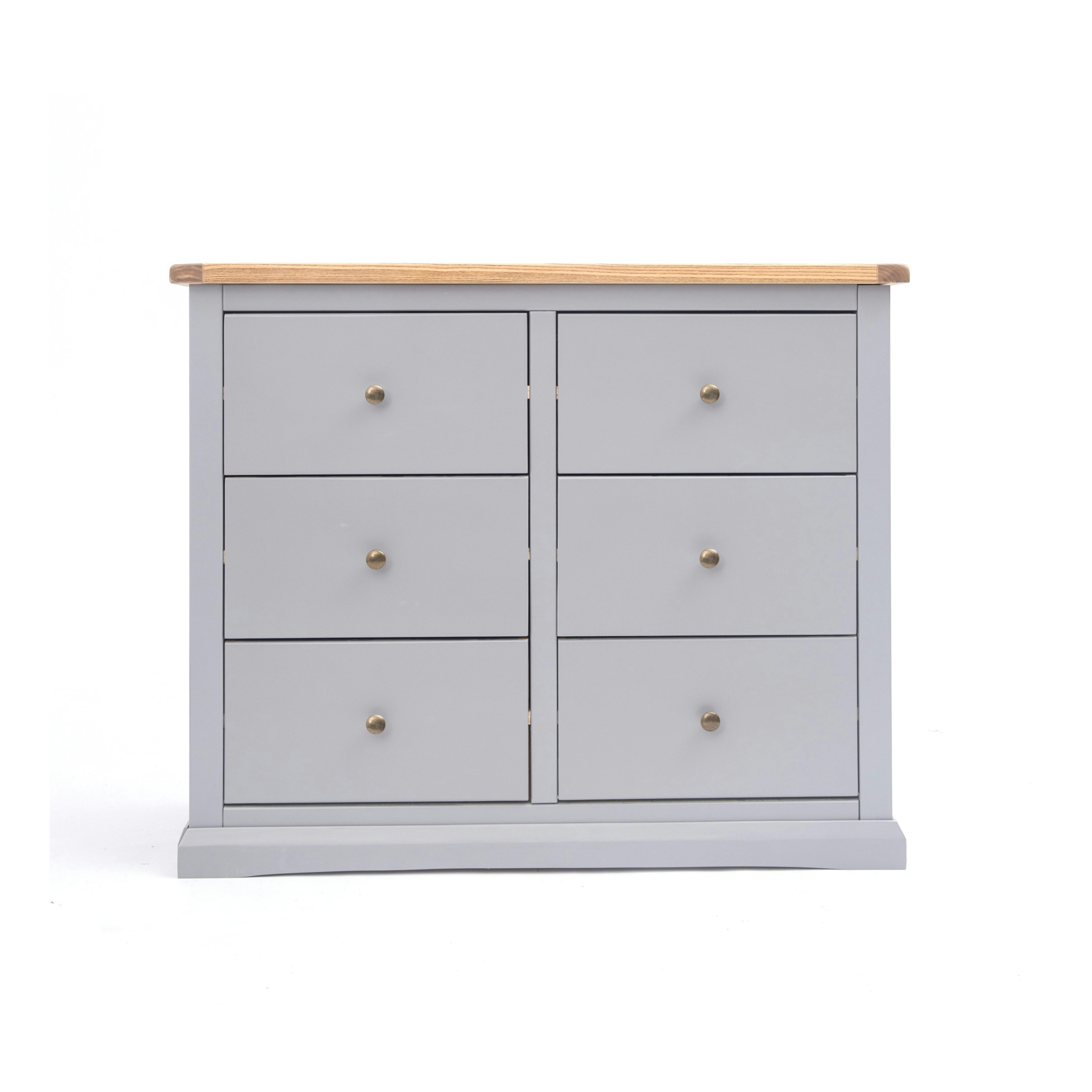 Rackhams Grey Rocca 6 Drawer Chest Of Drawers Brass Knob