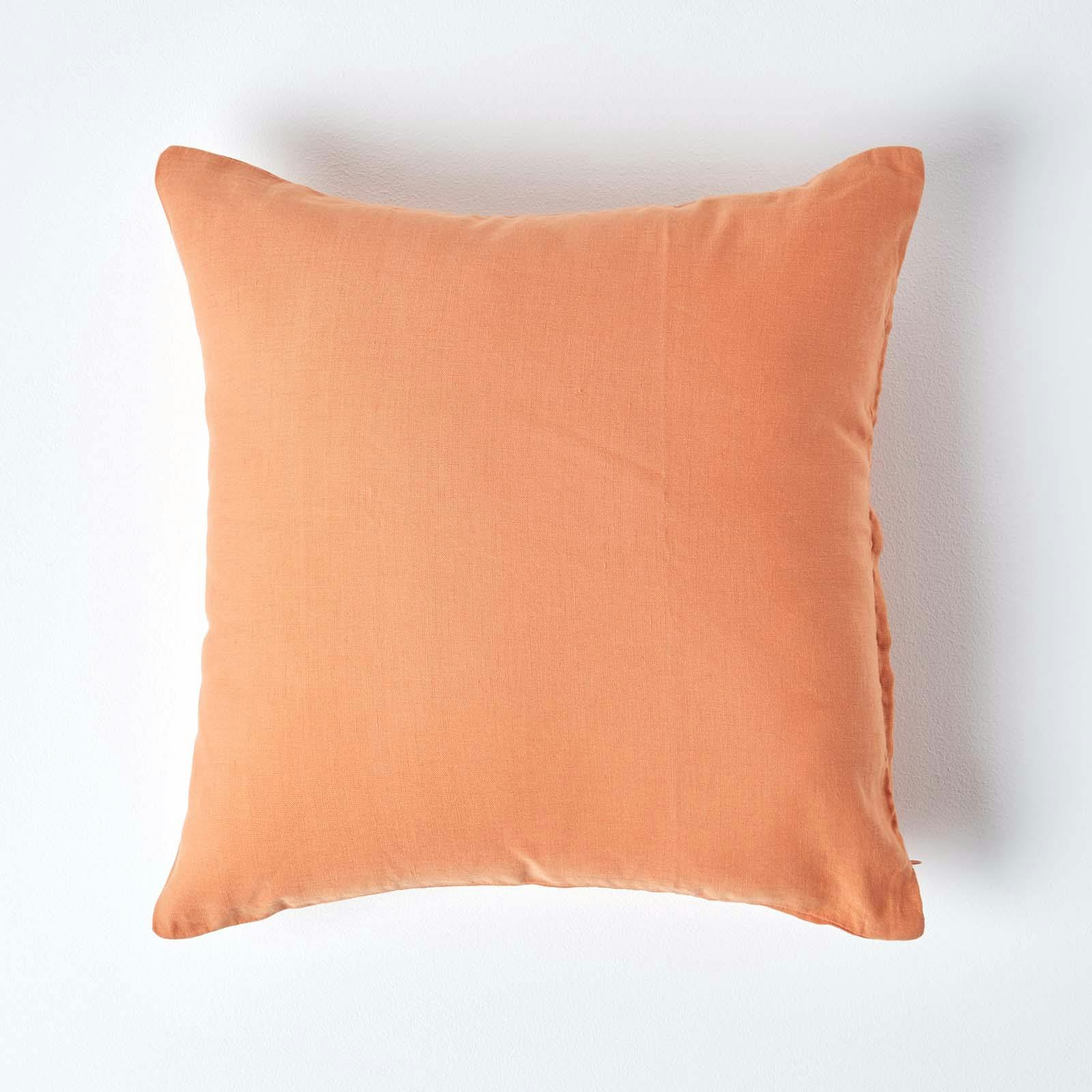 Rackhams Orange French Flax Linen Pillowcase, European Size - Burnt - 60 X 60 Cm