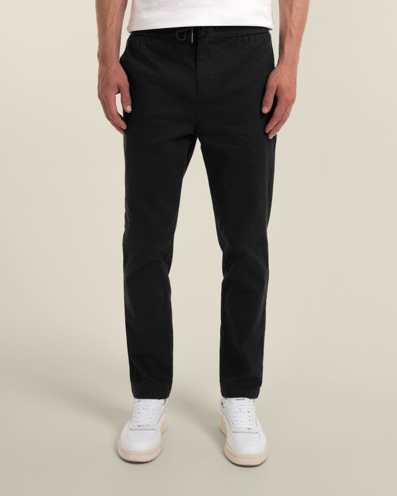 Larsson & Co Black Drawstring Waist Slim Fit Chino Trouser - 36R