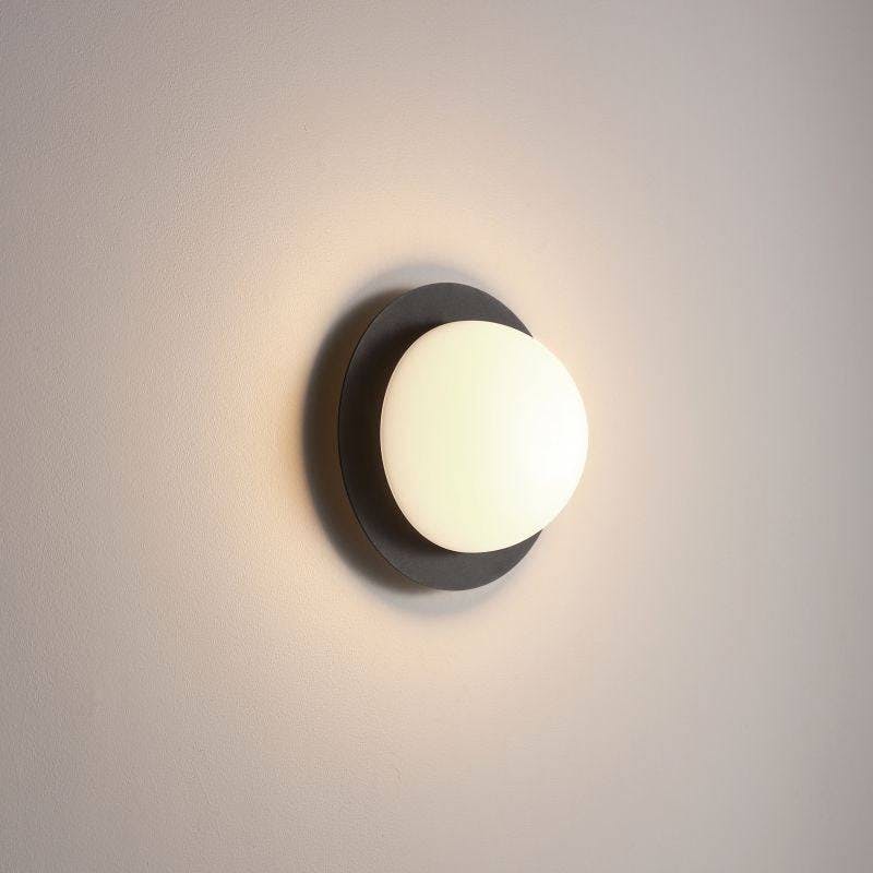 Rackhams Black/Light 4 Watt Round Frosted Glass Modern Interior Wall