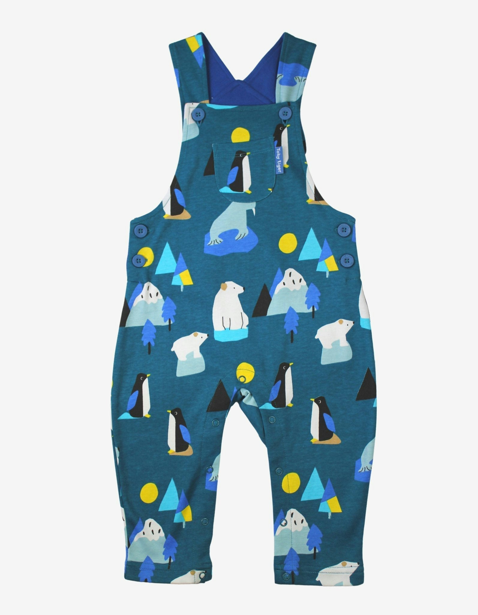 Toby Tiger Yellow Organic Arctic Print Dungarees - 3-4Y / 104Cm