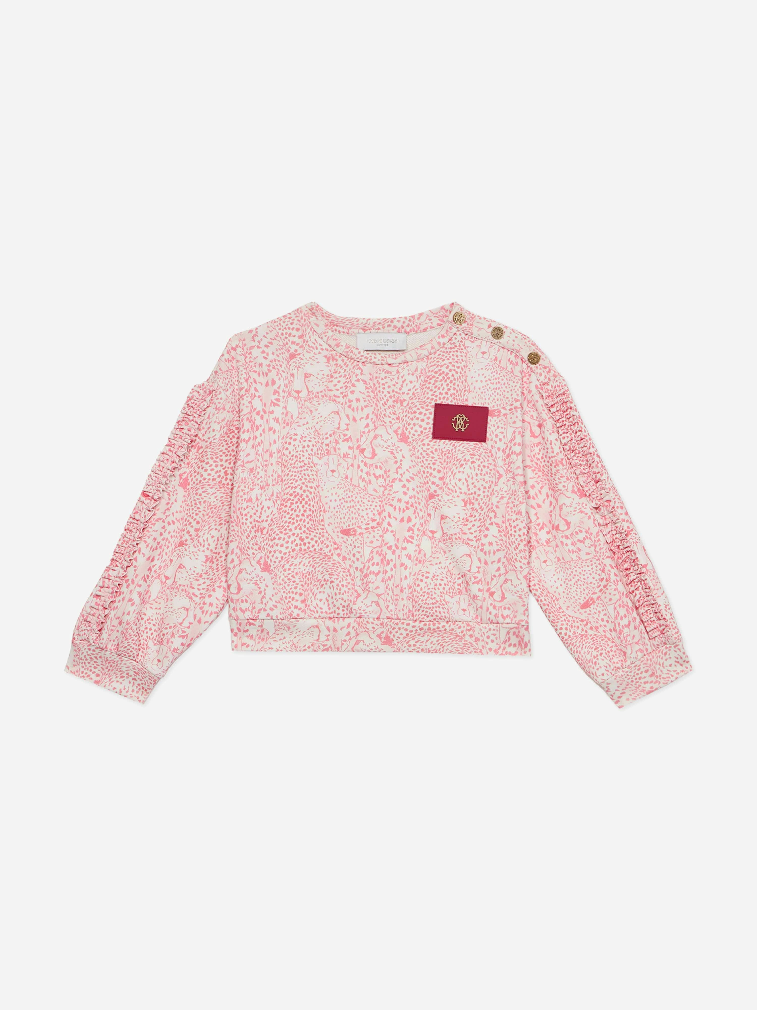 Roberto Cavalli Girls Pink Branded Sweatshirt In - 6 Yrs