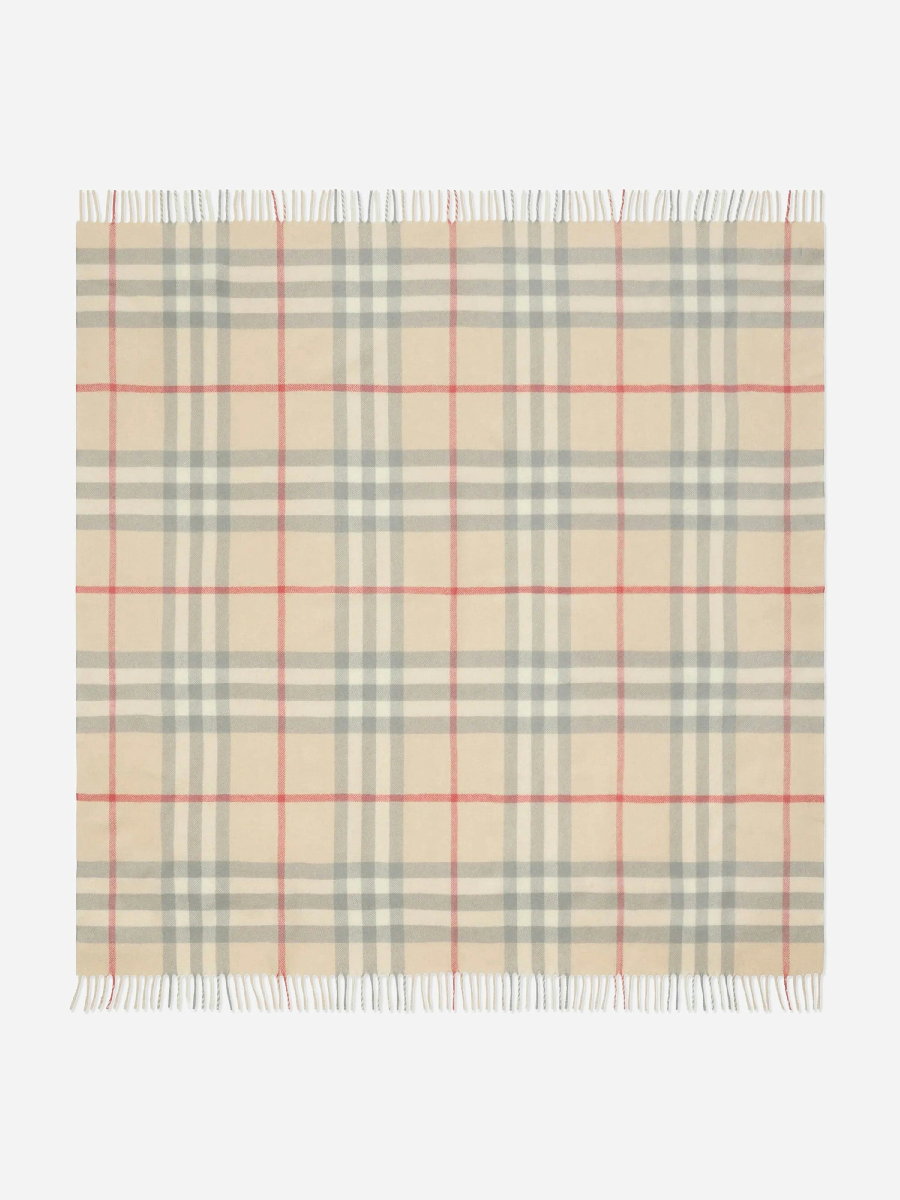 Rackhams Beige Burberry Baby Check Wool Blanket In (90 X 90Cm) - One Size