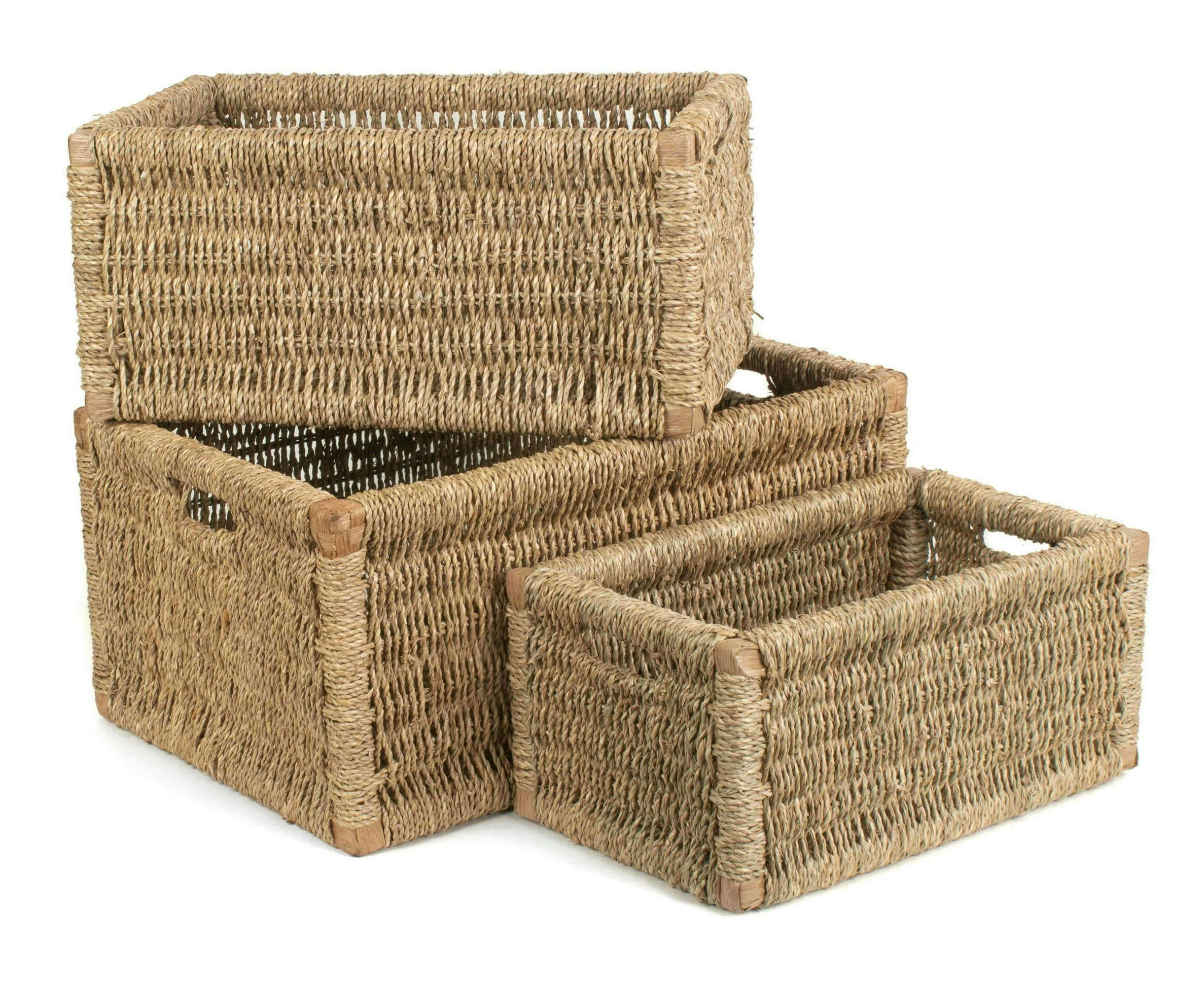 Rackhams Red Seagrass Storage Basket - Set Of 3