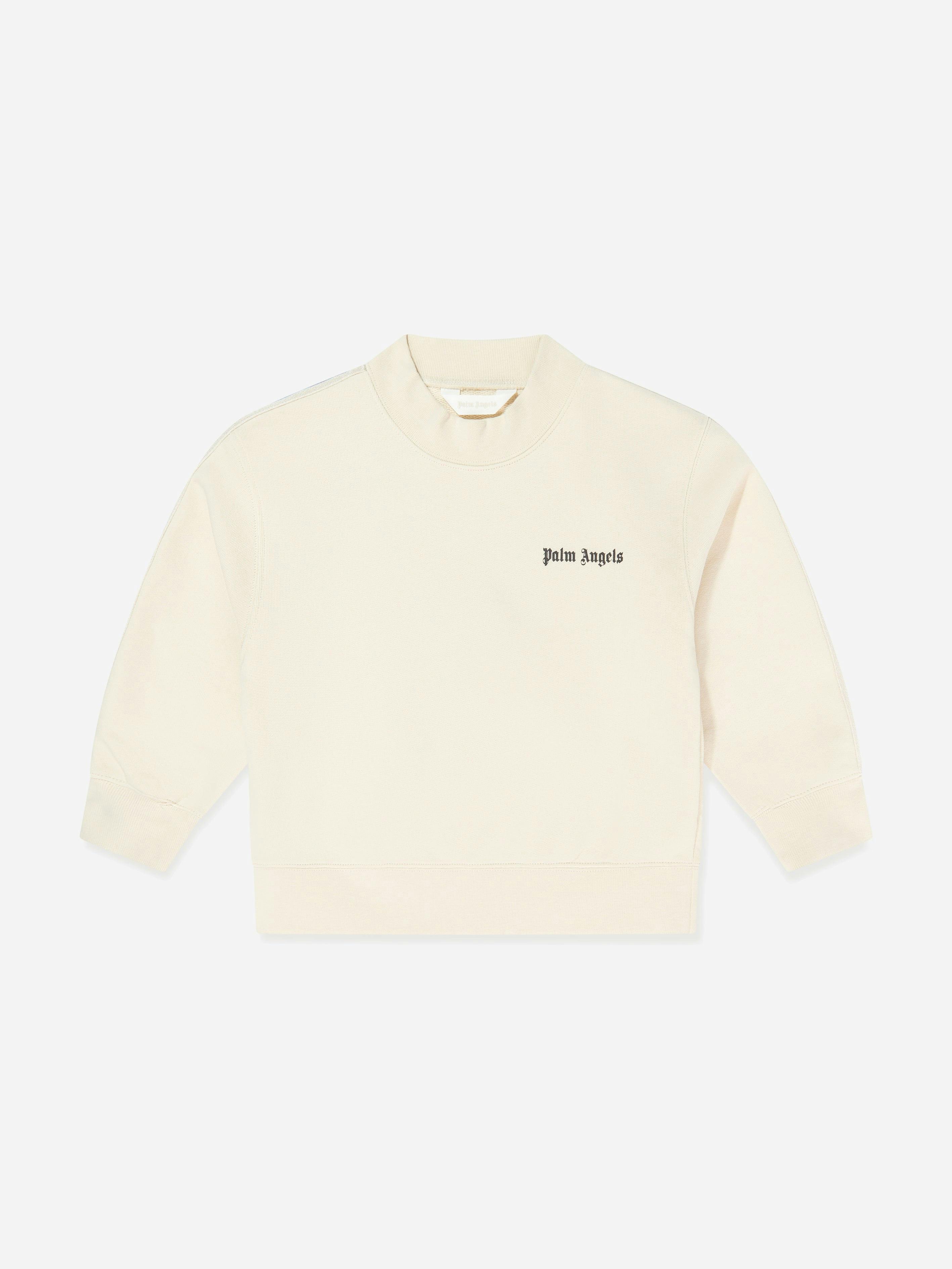 Palm Angels Boys Beige Minitrack Regular Sweatshirt In - 4 Yrs