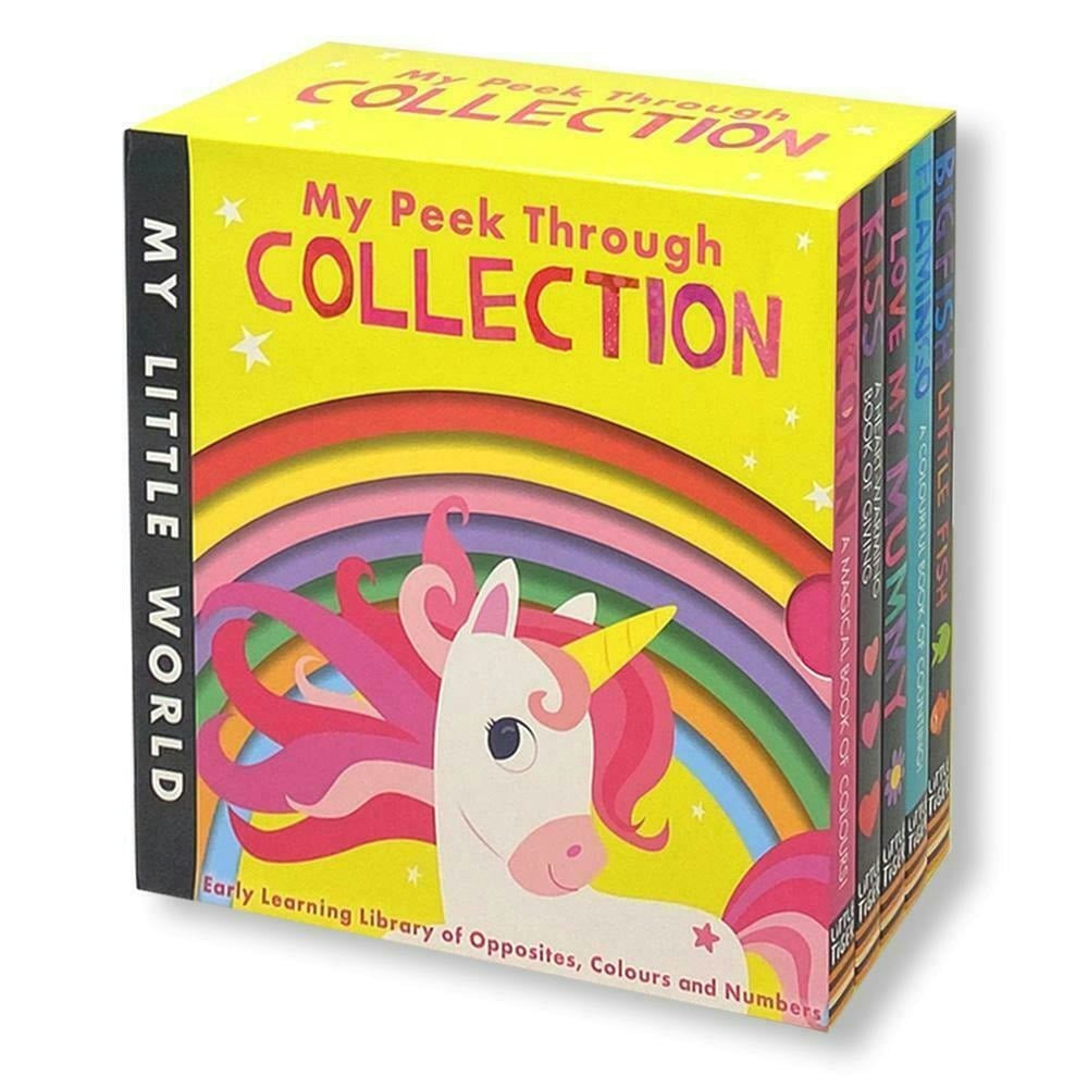 Little Tiger My Little World Peek Through Book Box Set (Big Fish Little Fish, Flamingo, Kiss & More) Size 5
