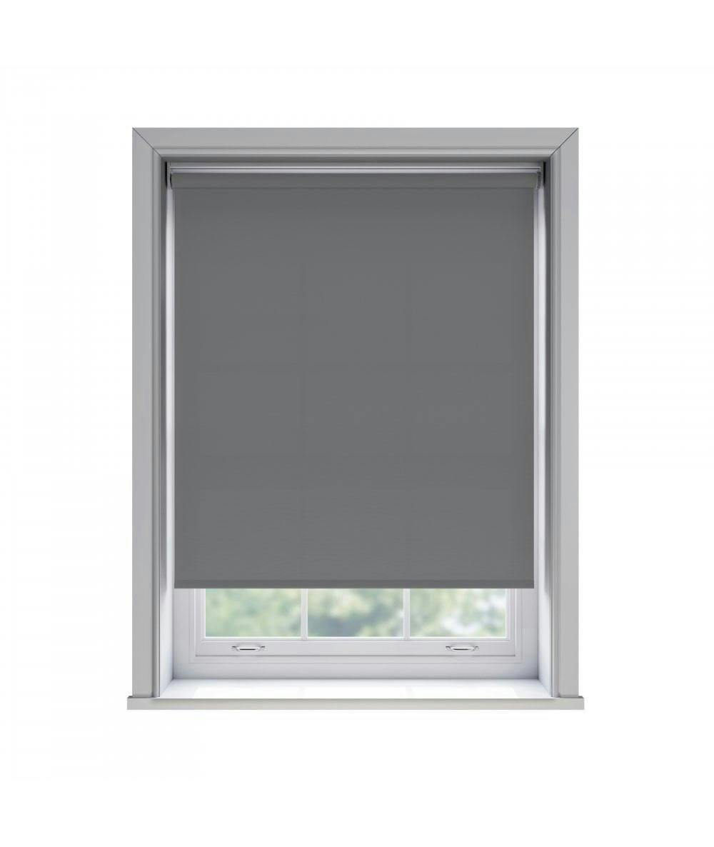 Newedgeblinds Grey No Drill Slate Thermal Blackout Roller Blind (170Cm Drop) - 85Cm