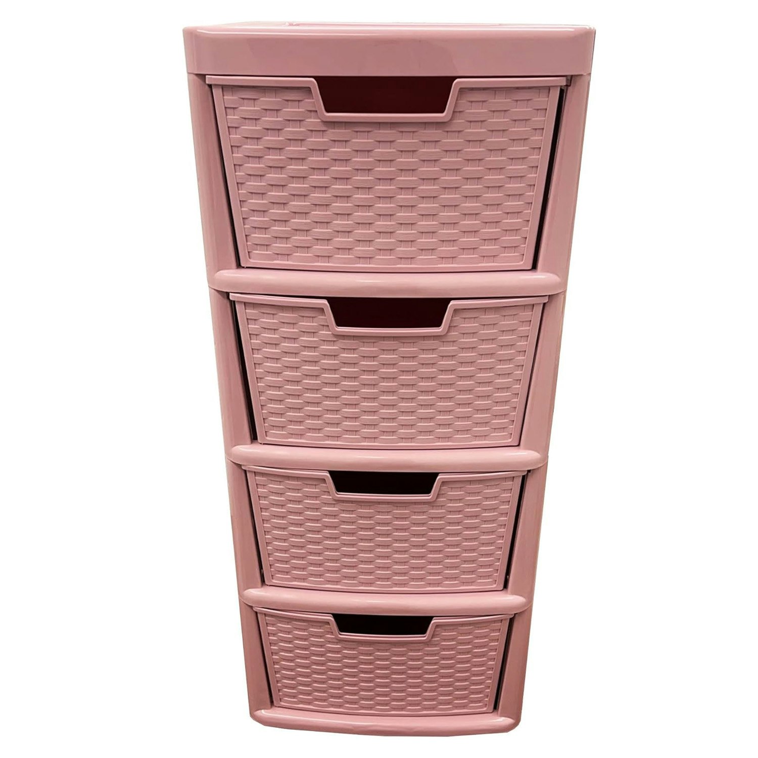 Rackhams Pink/Cream Large Or Rattan 4 Drawer Plastic Storage Modular Tower Unit