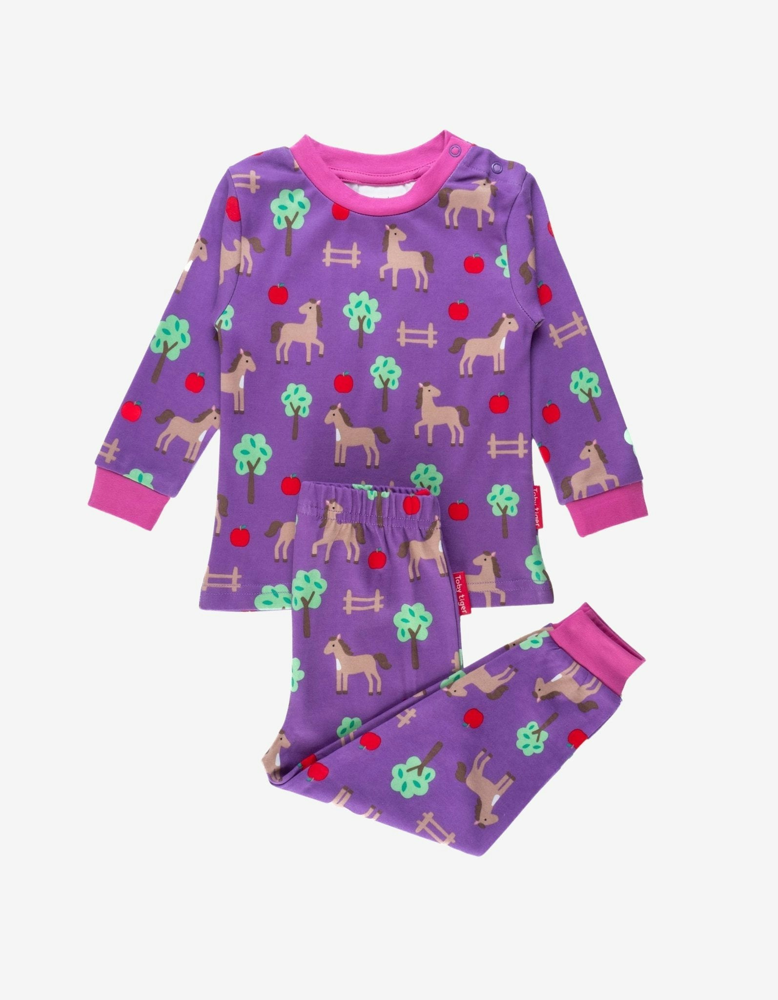 Toby Tiger Organic Horse Print Pyjamas - 12-18M / 86Cm