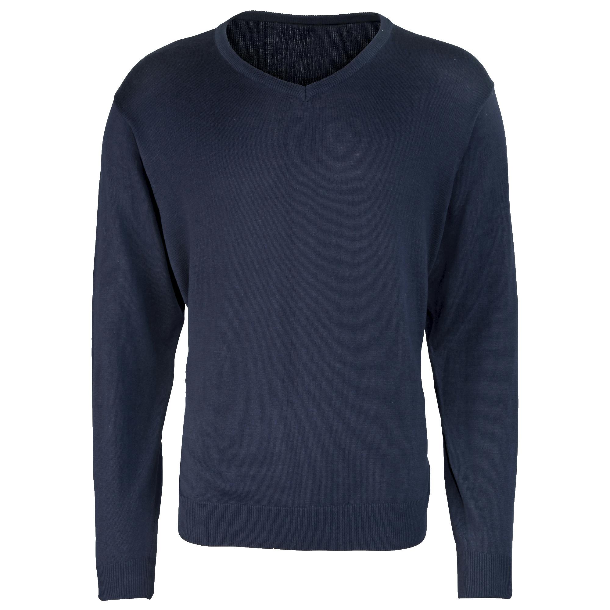Premier Men's Navy V-Neck Knitted Sweater In | Size: 5XL - Image 2