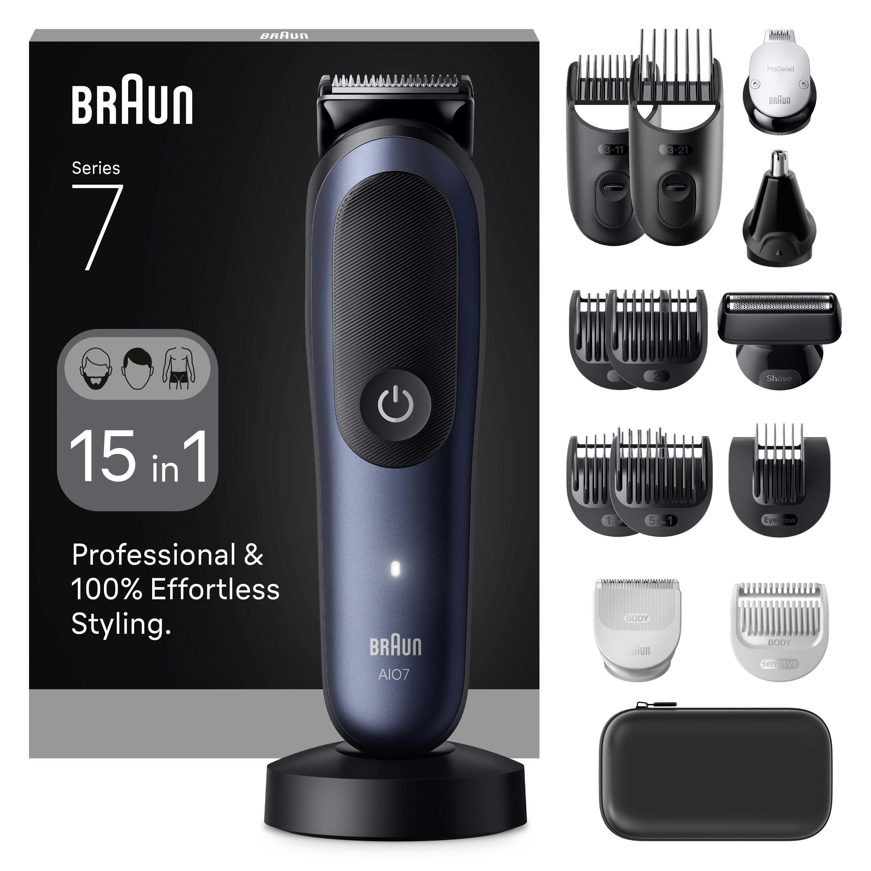 Braun Blue All-In-One Series 7, 15In1 Grooming Kit, Problade, Autosense, Aio7580, - Image 7