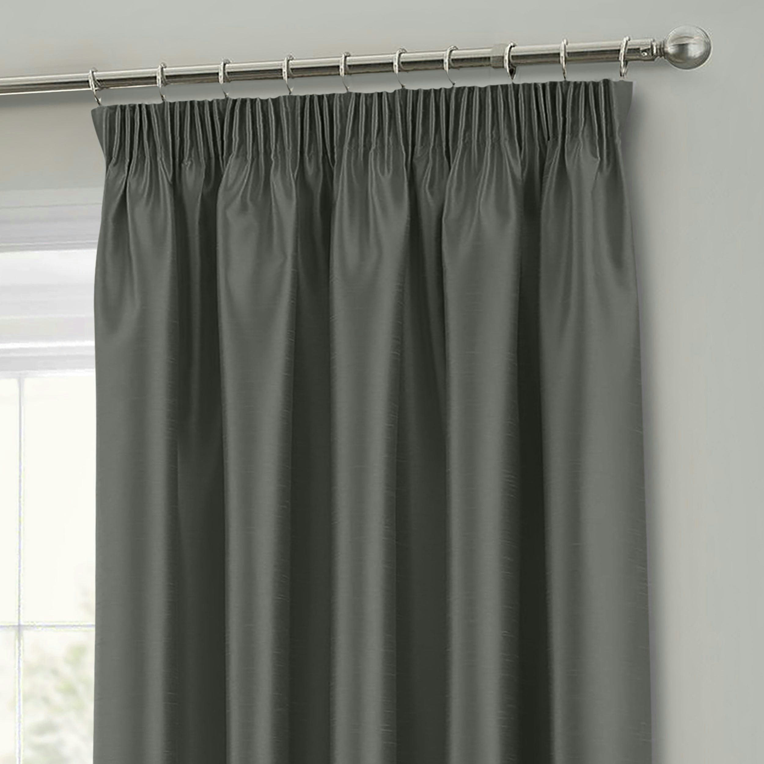 Intimates Light Faux Silk Pencil Pleat Curtains - 117Cm X 137Cm - Charcoal