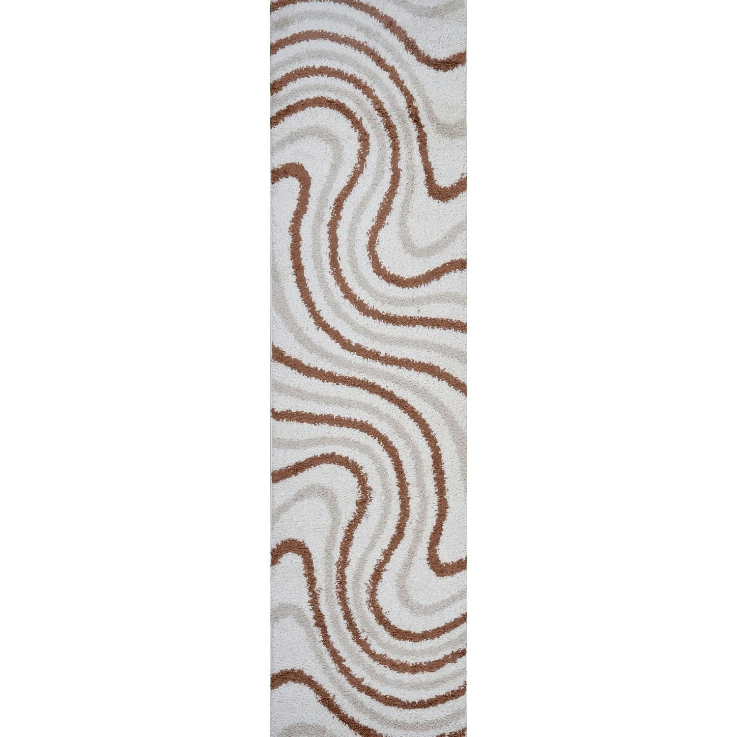 The Rugs Cream Moodi Shaggy /Terra Sunhaze Rug - 80X300 Cm