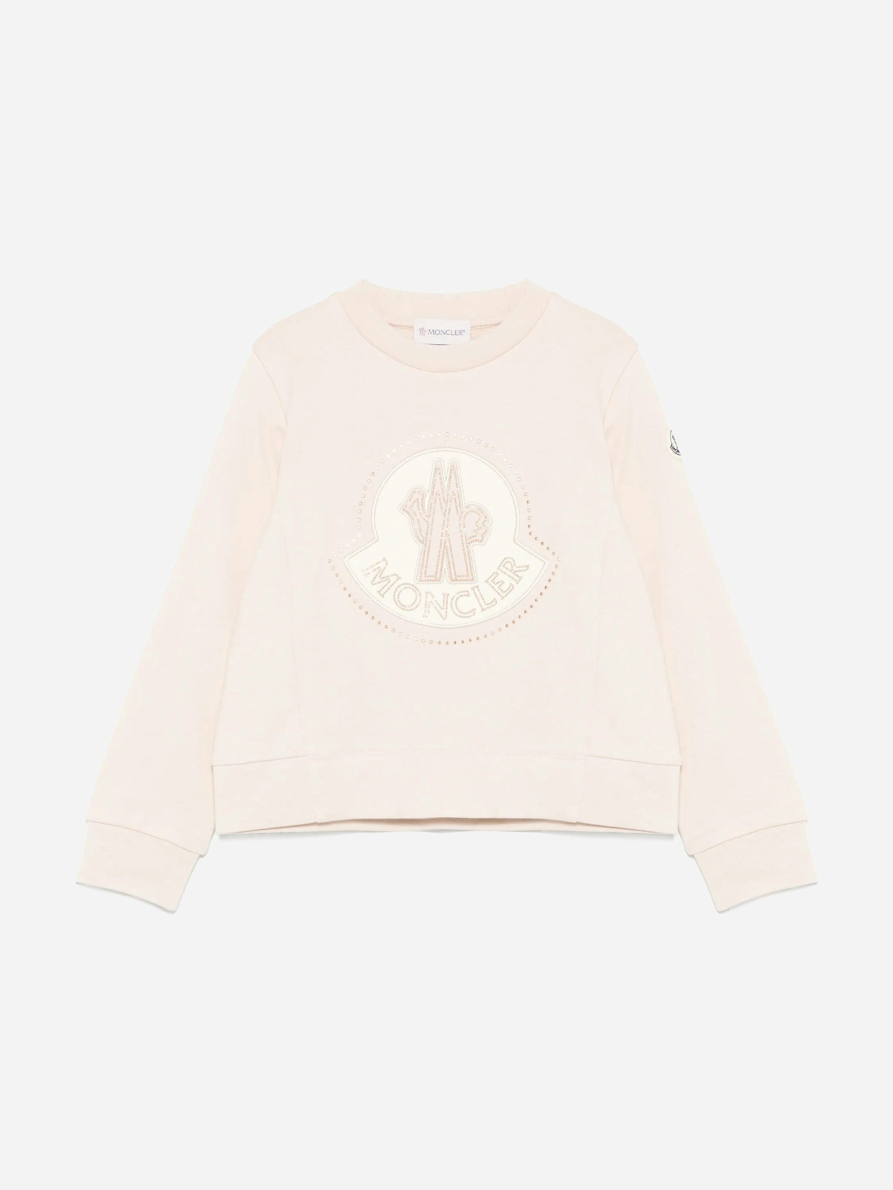 Moncler Enfant Girls Pink Logo Sweatshirt In - 10 Yrs