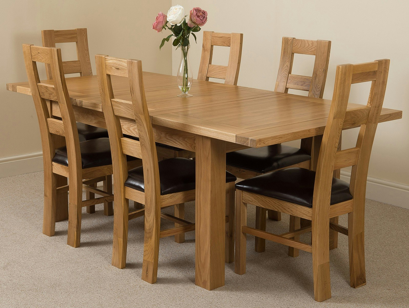 Rackhams Grain Seattle Oak Extending Dining Table With Yale Oak Chairs - Natural Oak - 6 Chairs