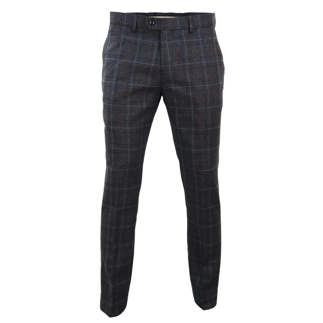 Paul Andrew Men's Harvey - Charcoal Check Trousers - 40W 32L