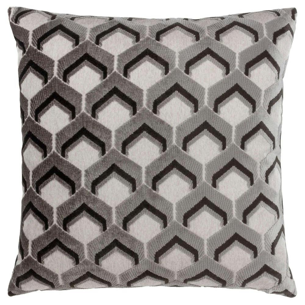 Rackhams Grey/Black Ledbury Jacquard Cushion Cover - 45Cm X 45Cm - 100% Polyester