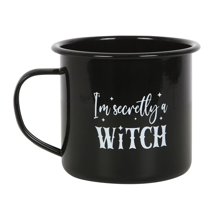 Rackhams Black I'm Secretly A Witch Enamel Mug - Iron - 1