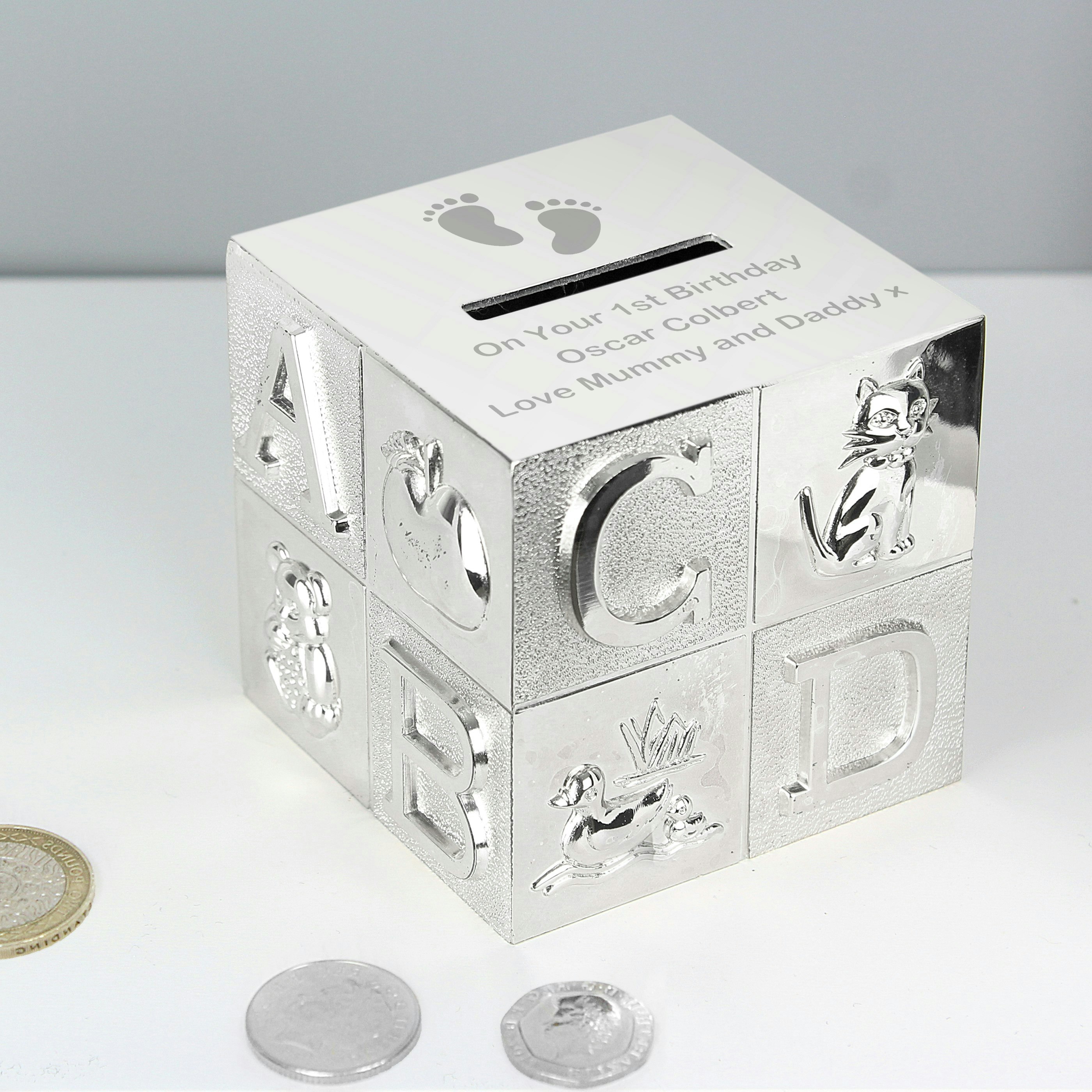 Personalised Memento Company Personalised Footprints Abc Money Box