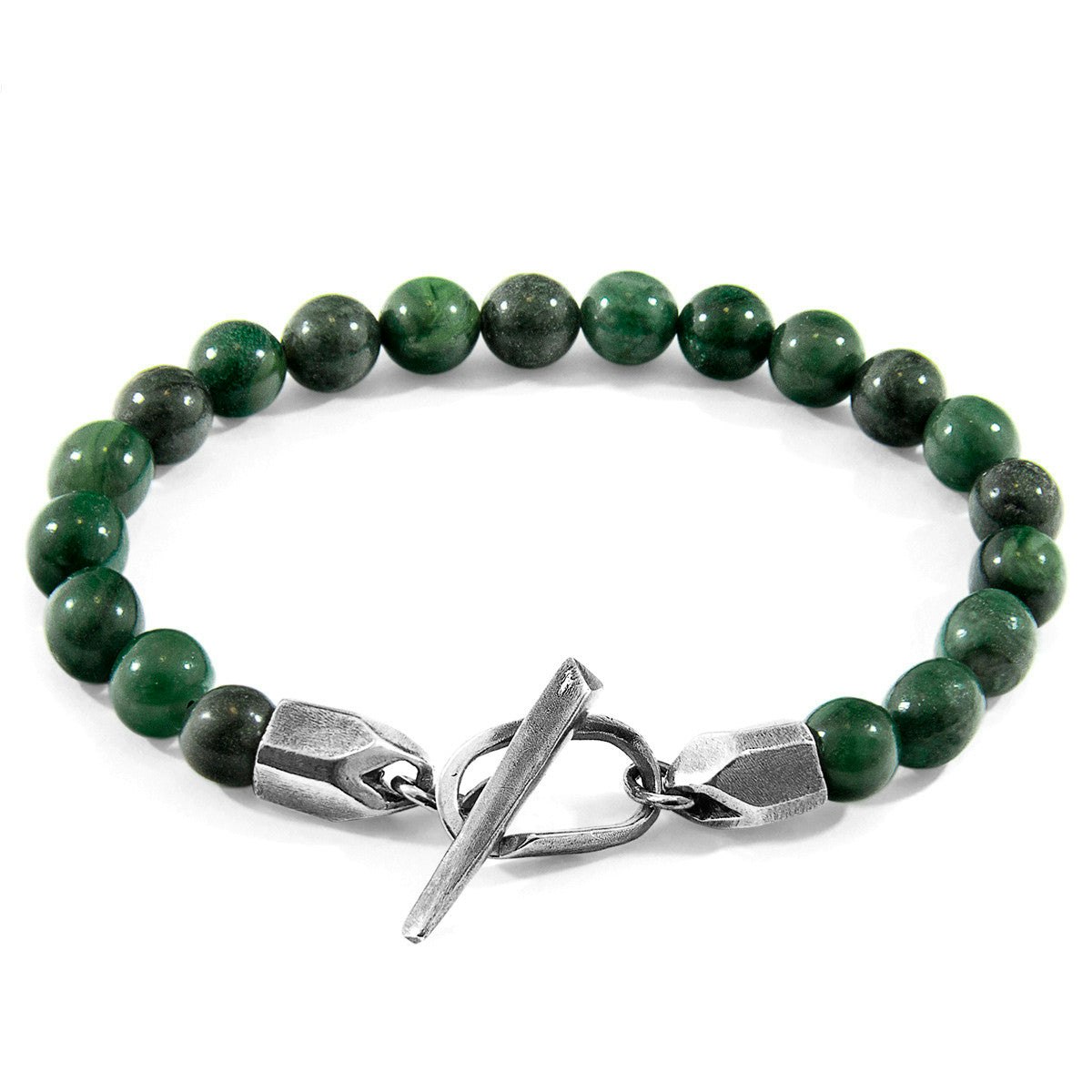 Anchor & Crew Green/Silver Jade Tinago And Stone Beaded Bracelet - M - 21Cm (Most Popular)