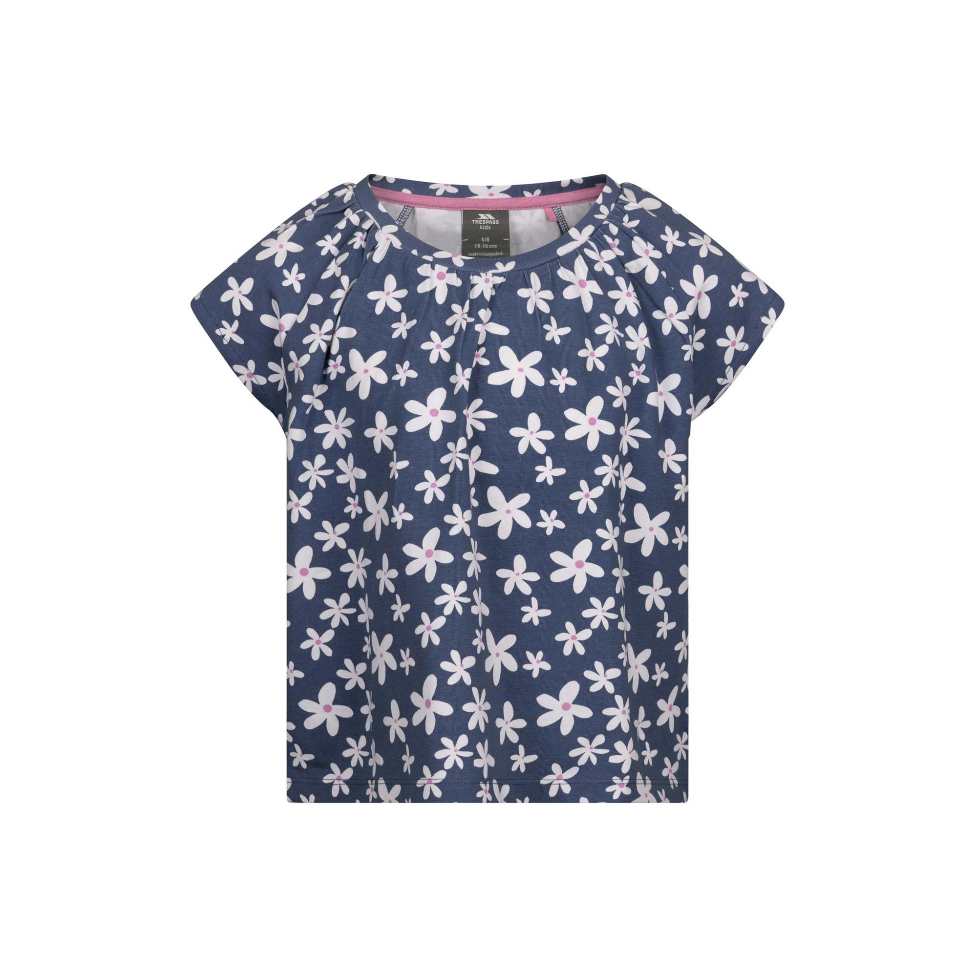 Trespass Girls Blue Josey Floral T-Shirt - Tone - Tone - 5-6 Years - 100% Cotton