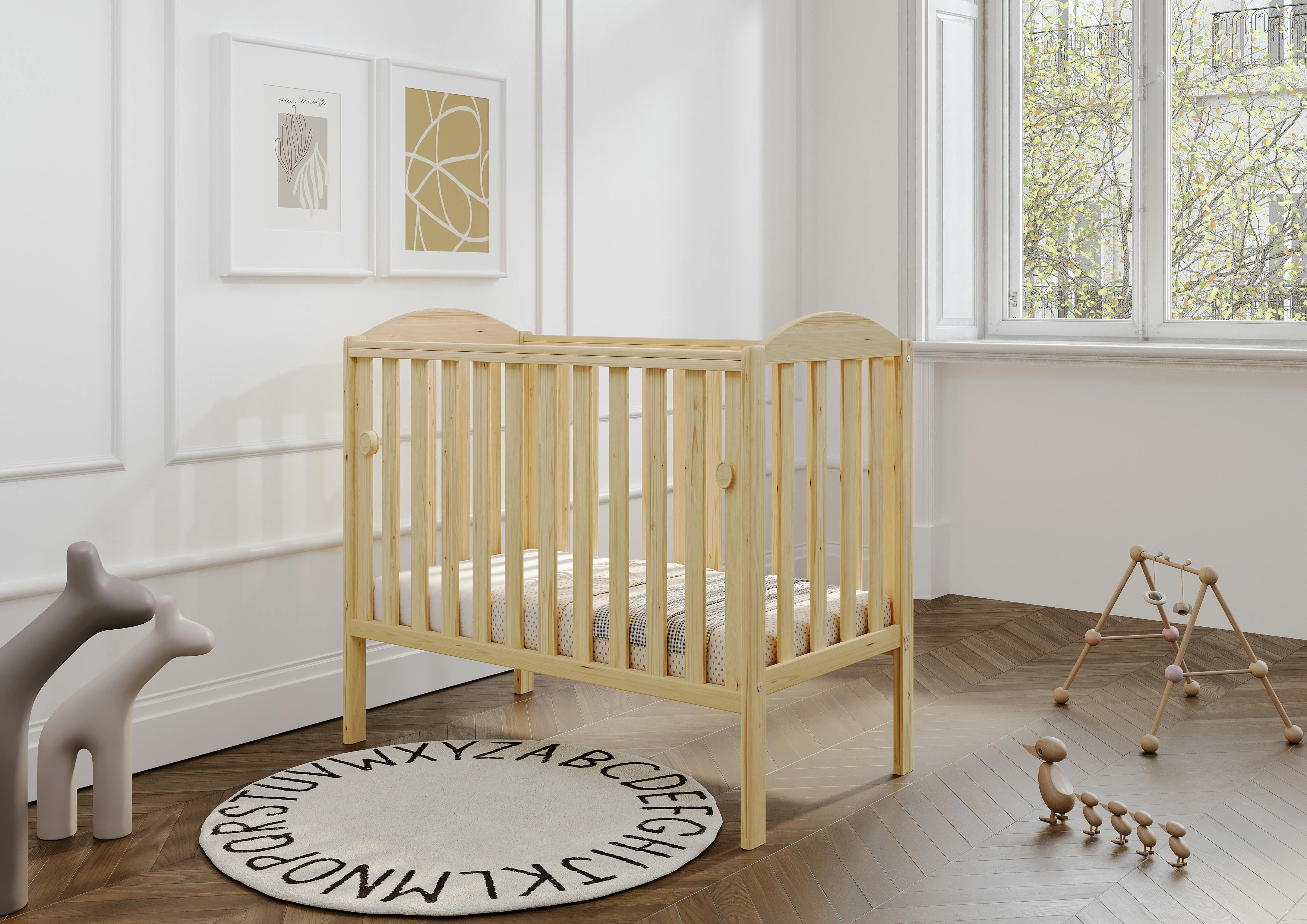 Viculii Waffi Space Saver Cot Natural With Mattress - Natural