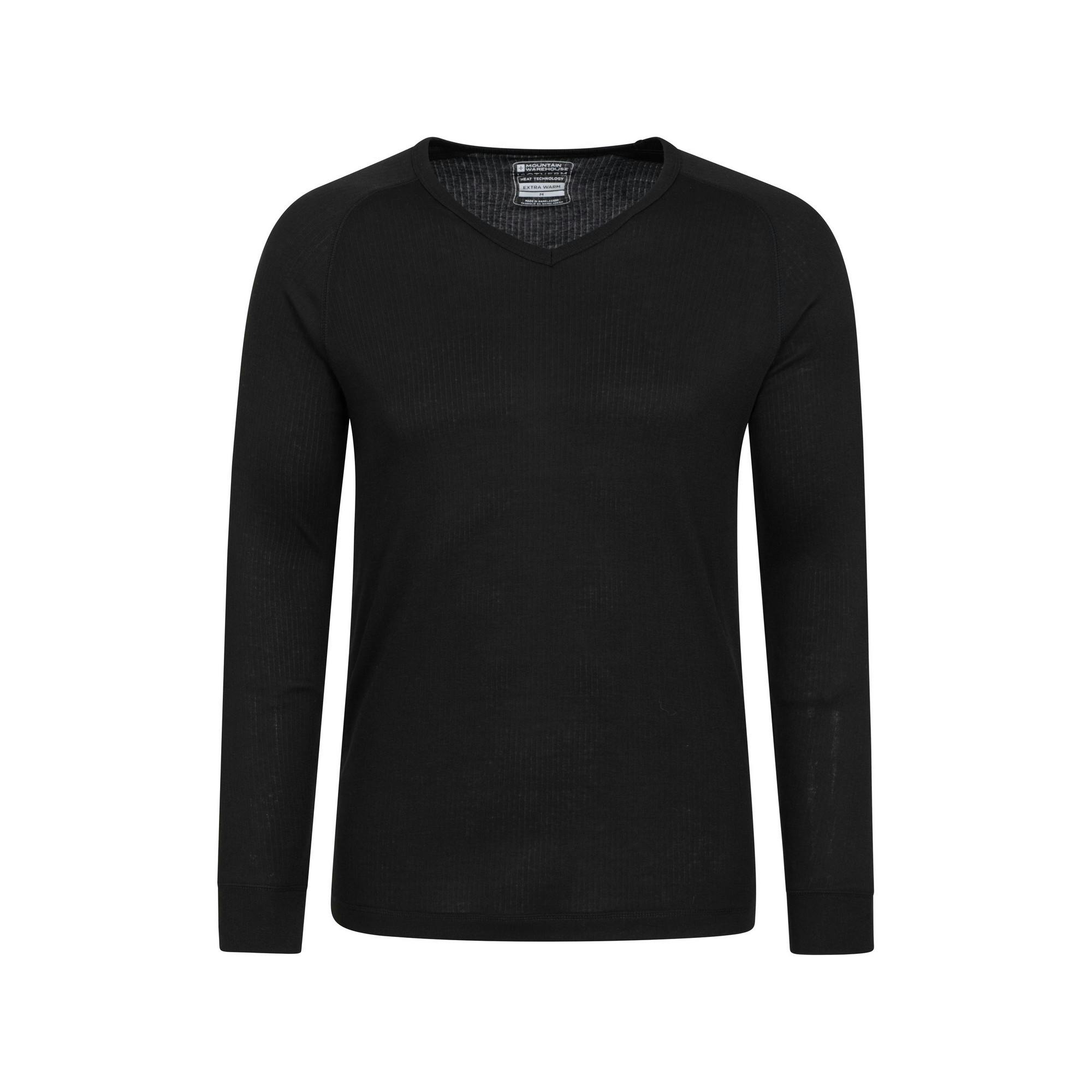 Mountain Warehouse Men's Black Talus V Neck Thermal Top - 4XL - 100% Polyester
