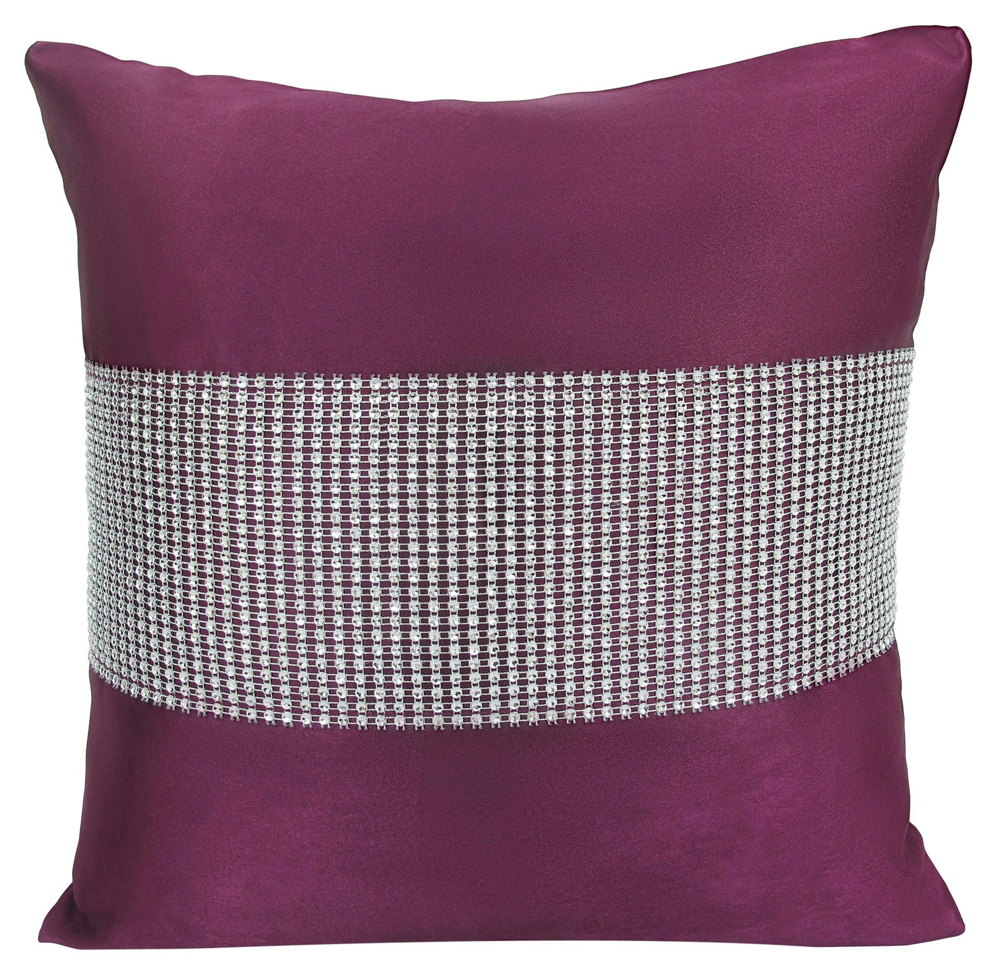 Velosso Light Matte Finish With Diamante Detail Scatter Cushion - 43Cm X 43Cm - Plum