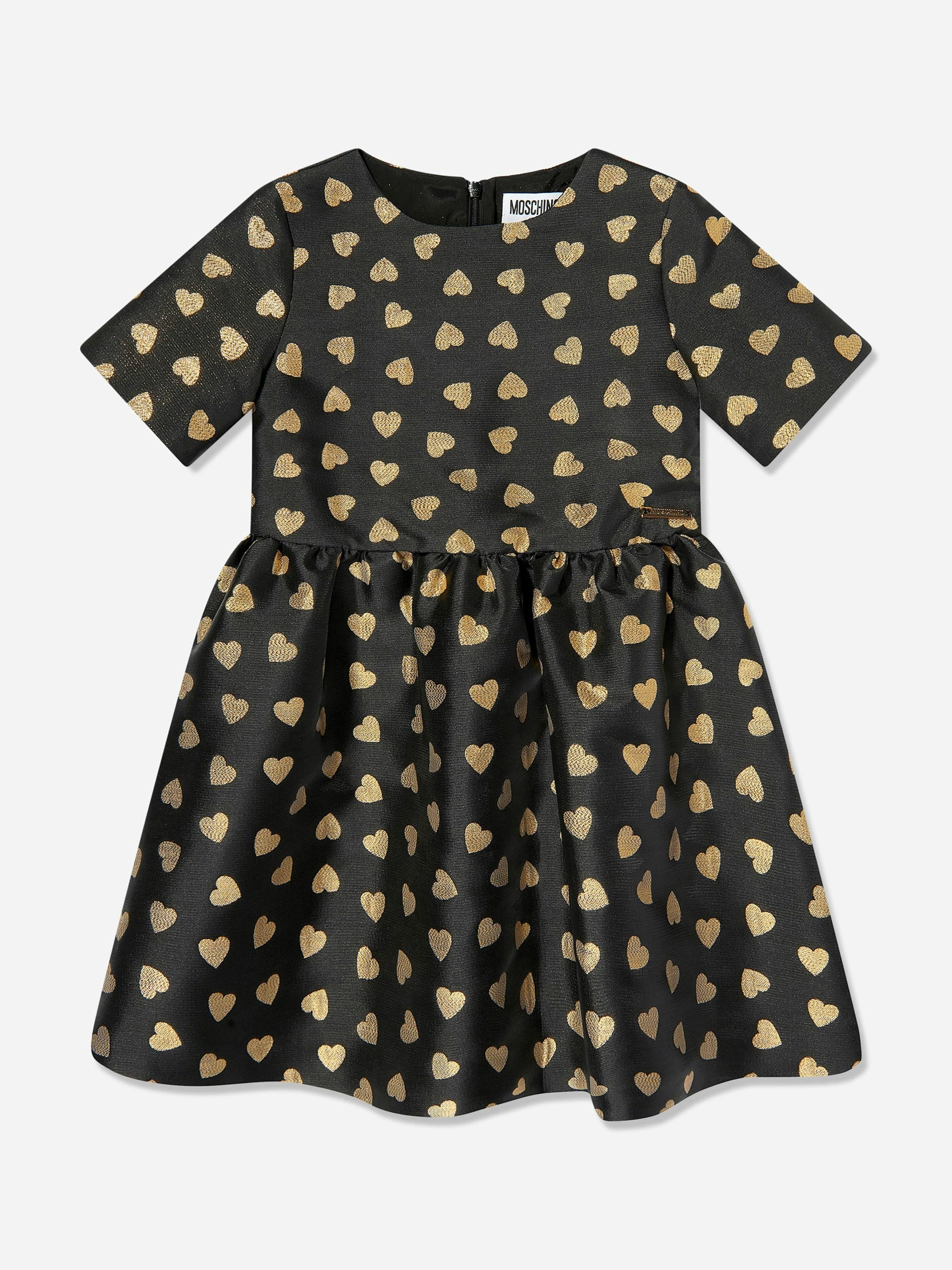 Moschino Kids Girls Black Moschino All Over Hearts Dress In - 5 Yrs