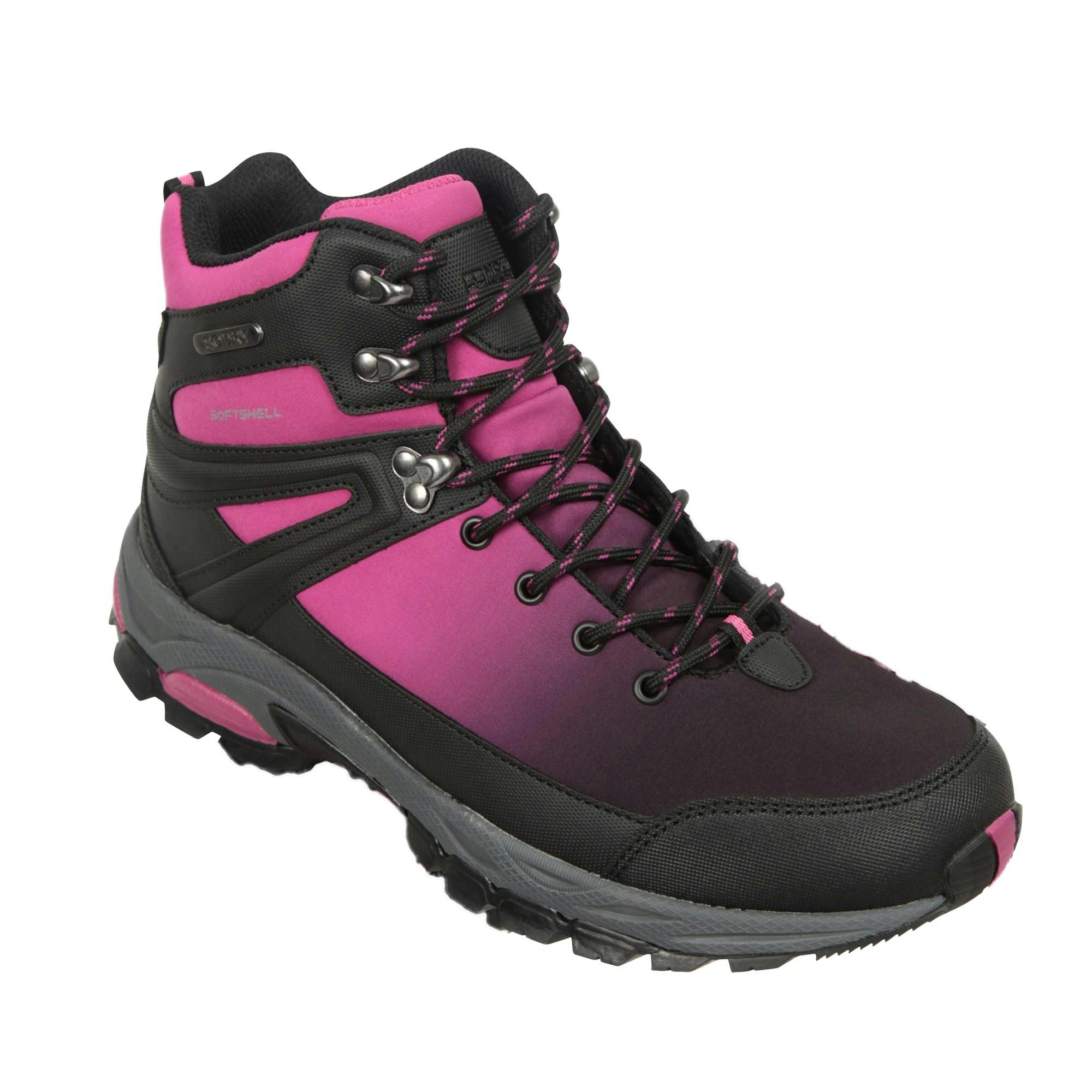 Mountain Warehouse Women's Dark/Pink / Shadow Softshell Walking Boots - 6 Uk - 50% Synthetic/50% Textile