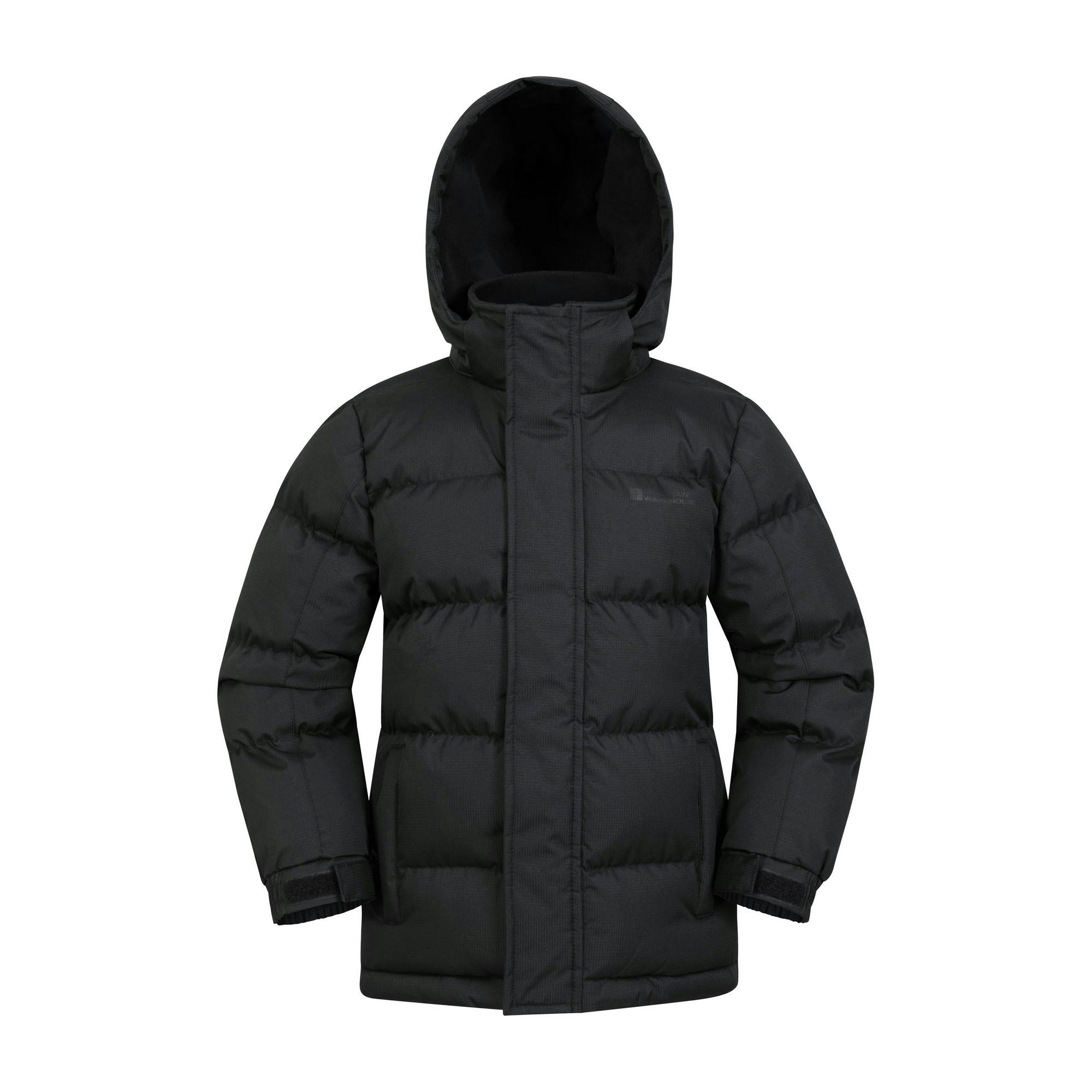 Mountain Warehouse Black Kids Snow Ii Water Resistant Padded Jacket - Jet - Jet - 11-12 Years - 100% Polyester