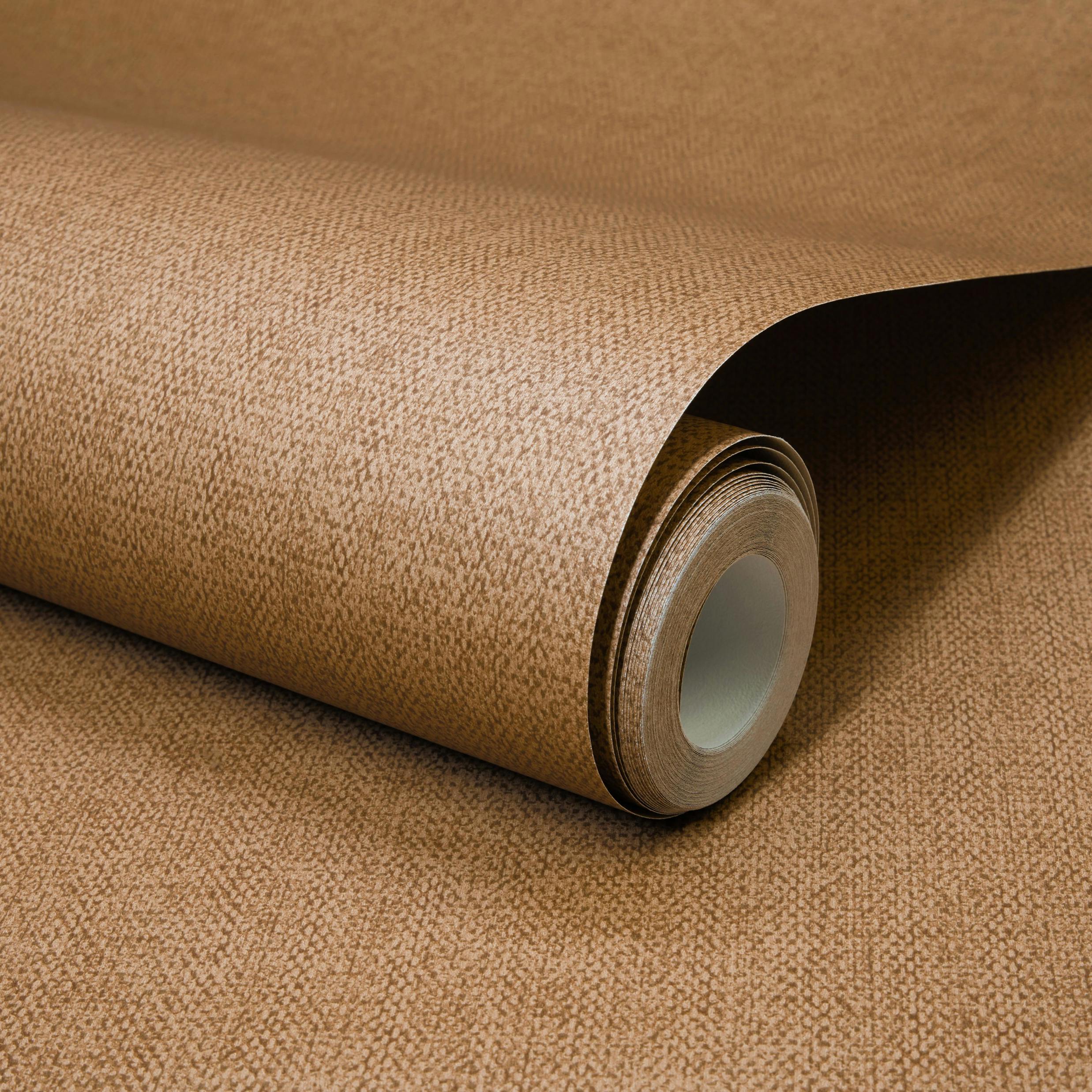 Grandeco Brown Boutique Mini Twill Woven Texture Fabric Effect Pvc-Free Eco Wallpaper, Copper