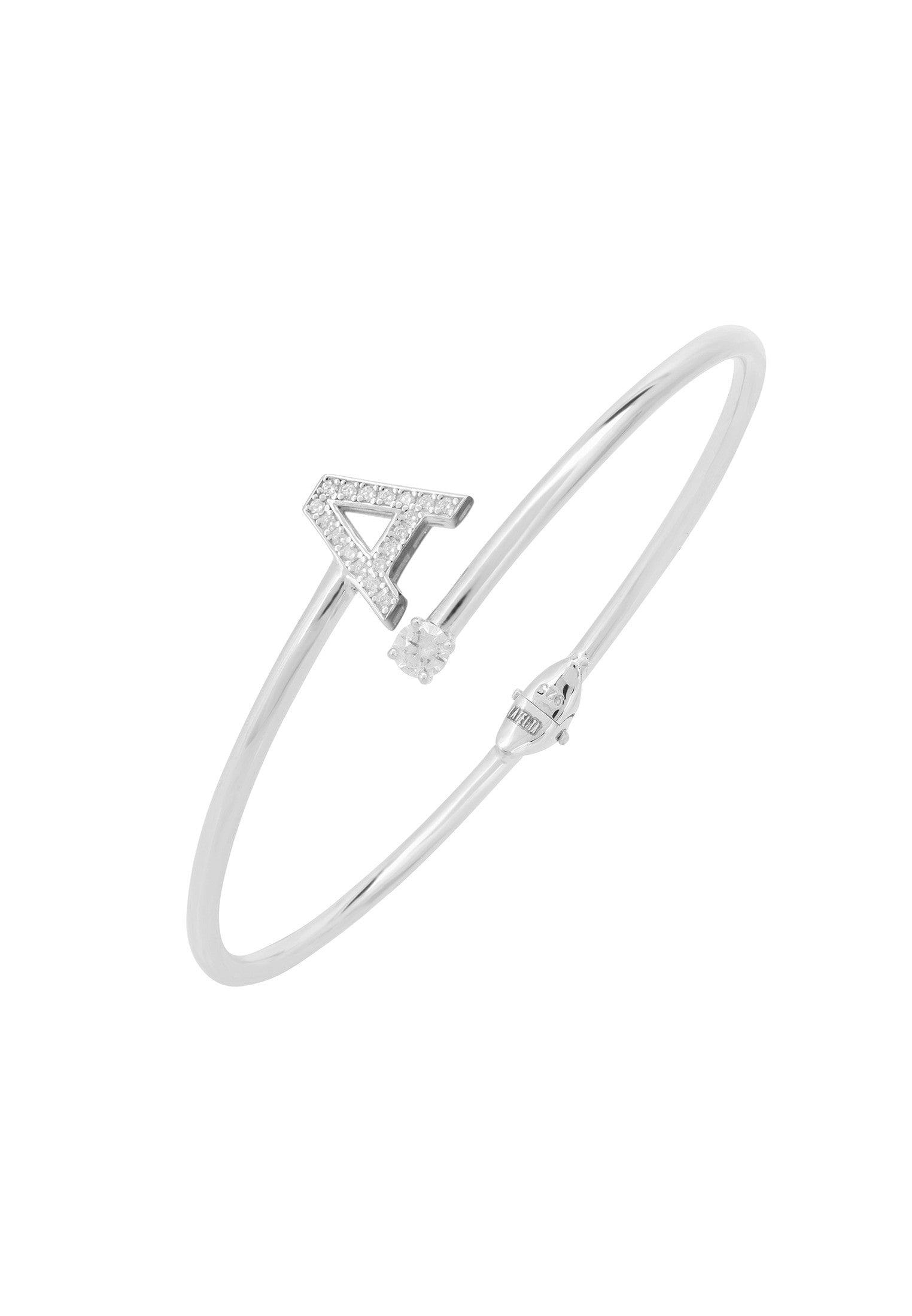 Latelita Silver Initial Bangle A