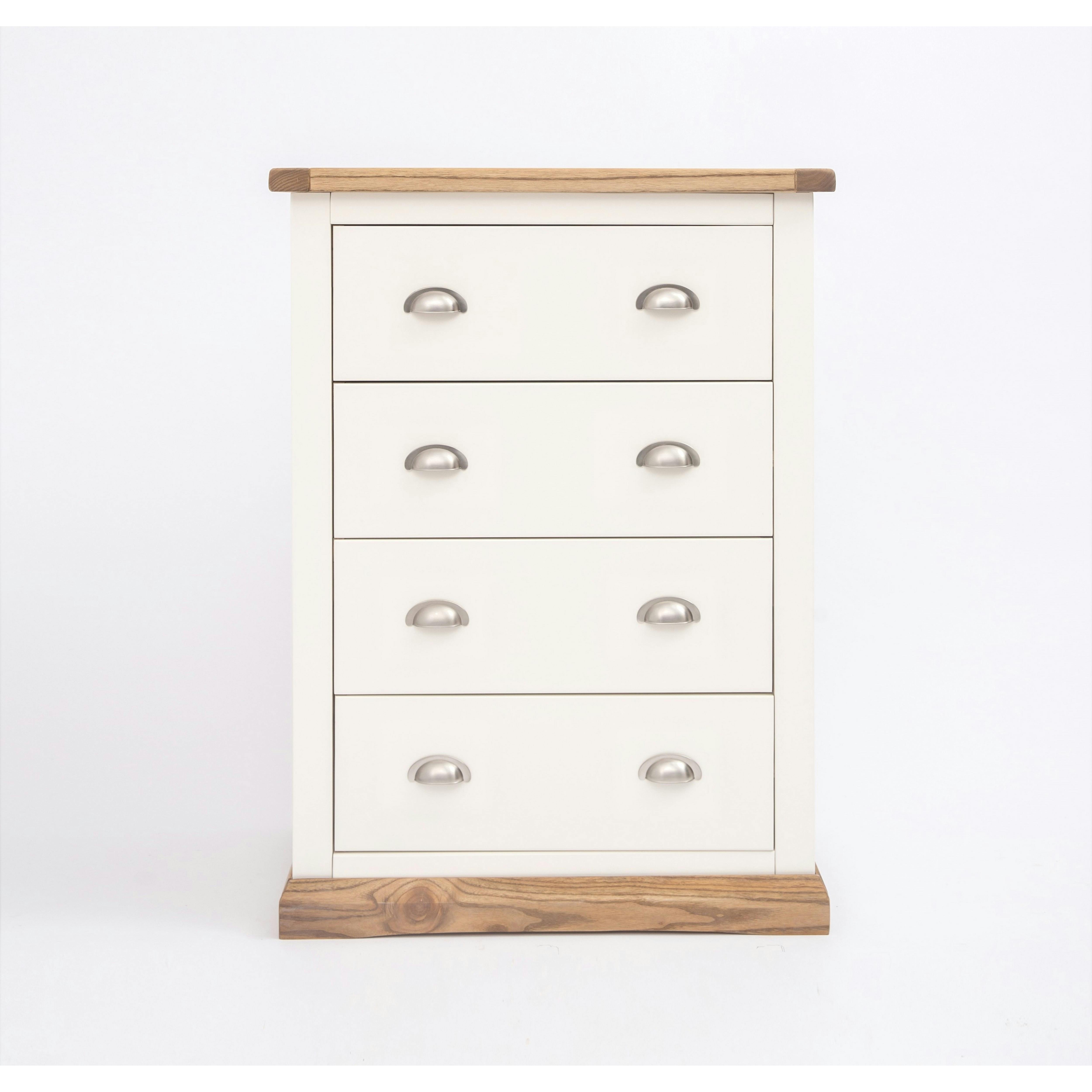 Rackhams White Tropea 4 Drawer Chest Of Drawers Chrome Cup Handle - Off