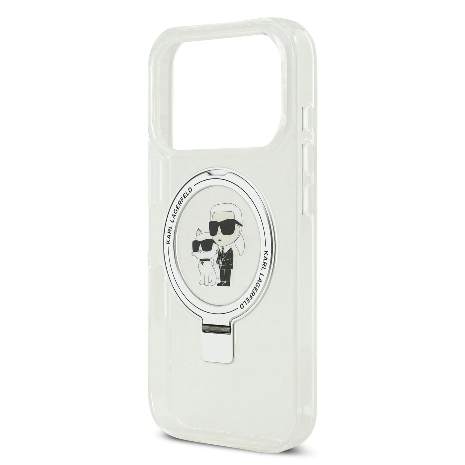Karl Lagerfeld Ring Stand Karl And Choupette Case With Magsafe For Iphone 17 Pro 6.3" Clear - Klhmp17lhmrskch