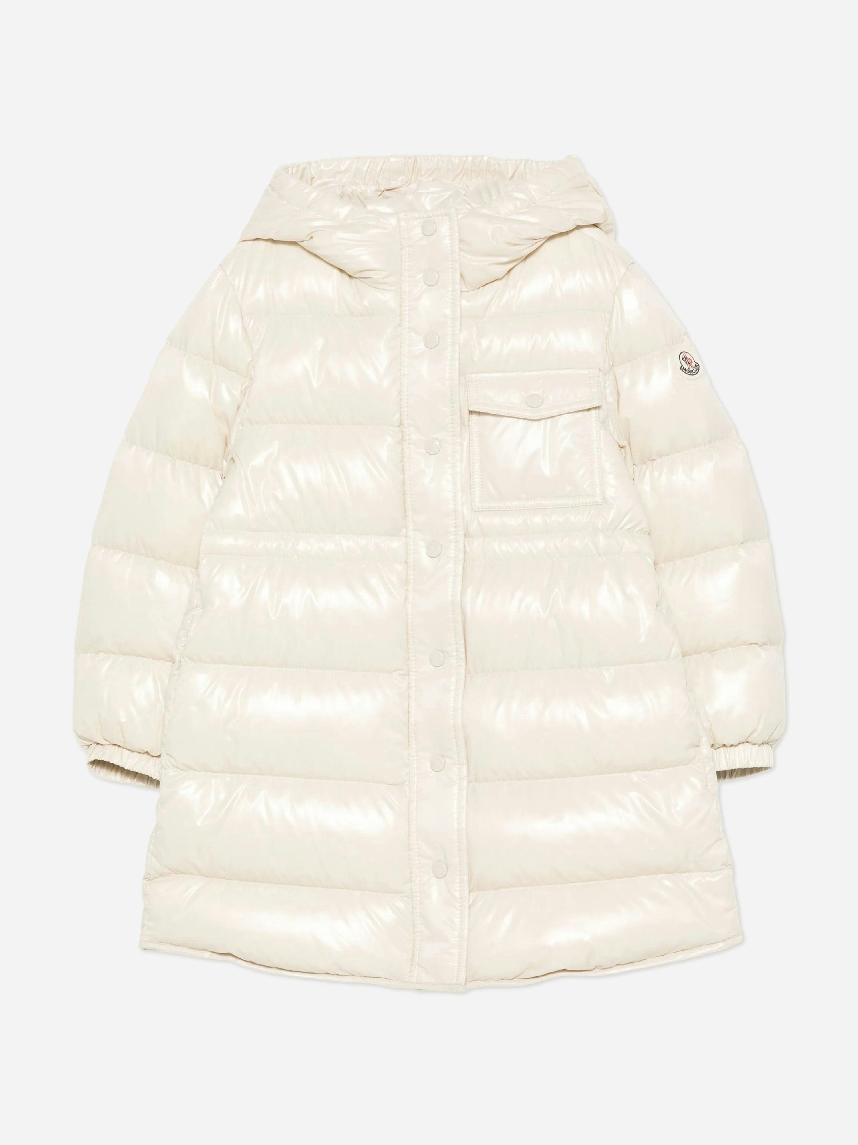 Moncler Enfant Girls Ivory Down Padded Dacca Long Parka In - 12 Yrs