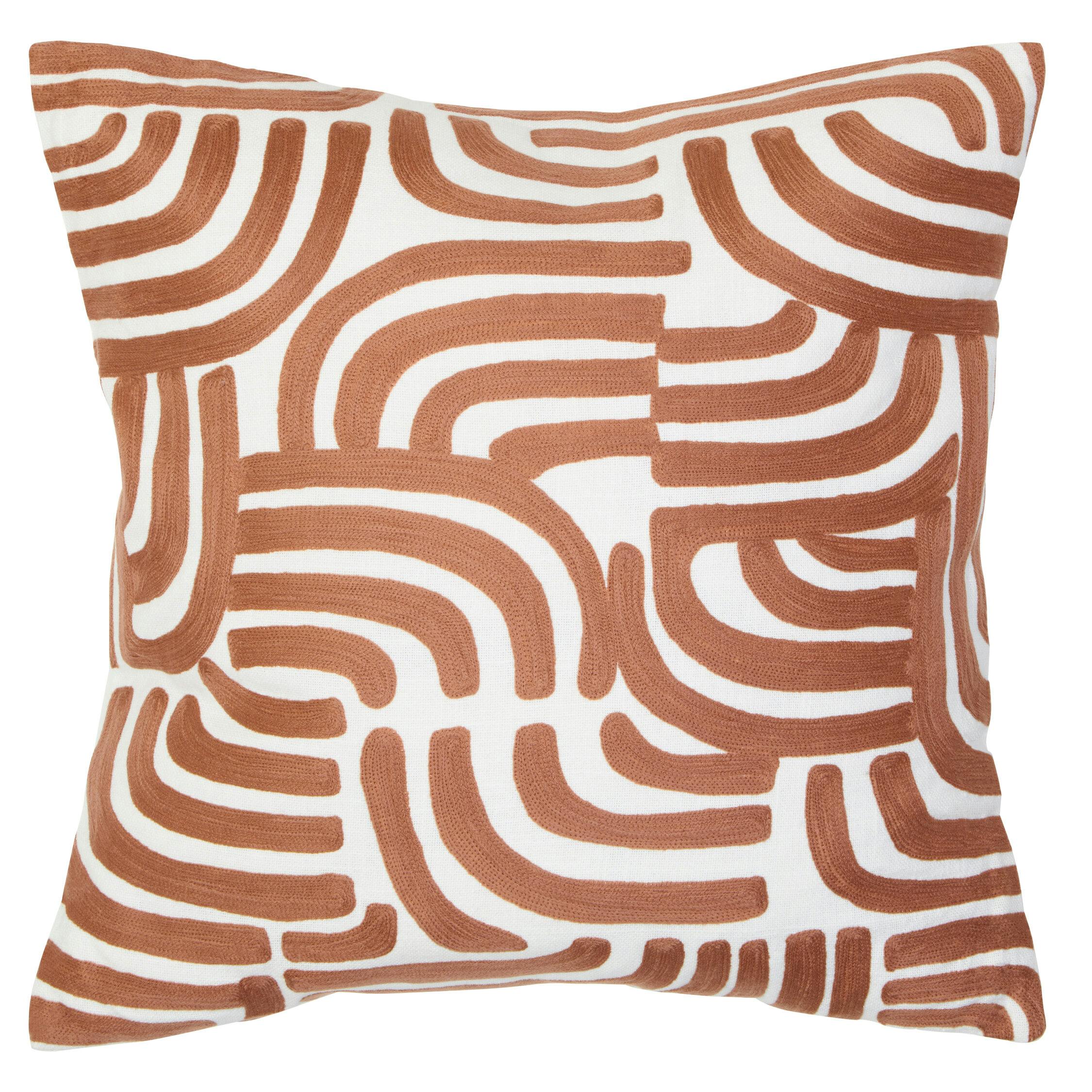 Bosie Ozella Natural And Terracotta Square Cushion - Brown - Cotton - 45x45cm - Image 4