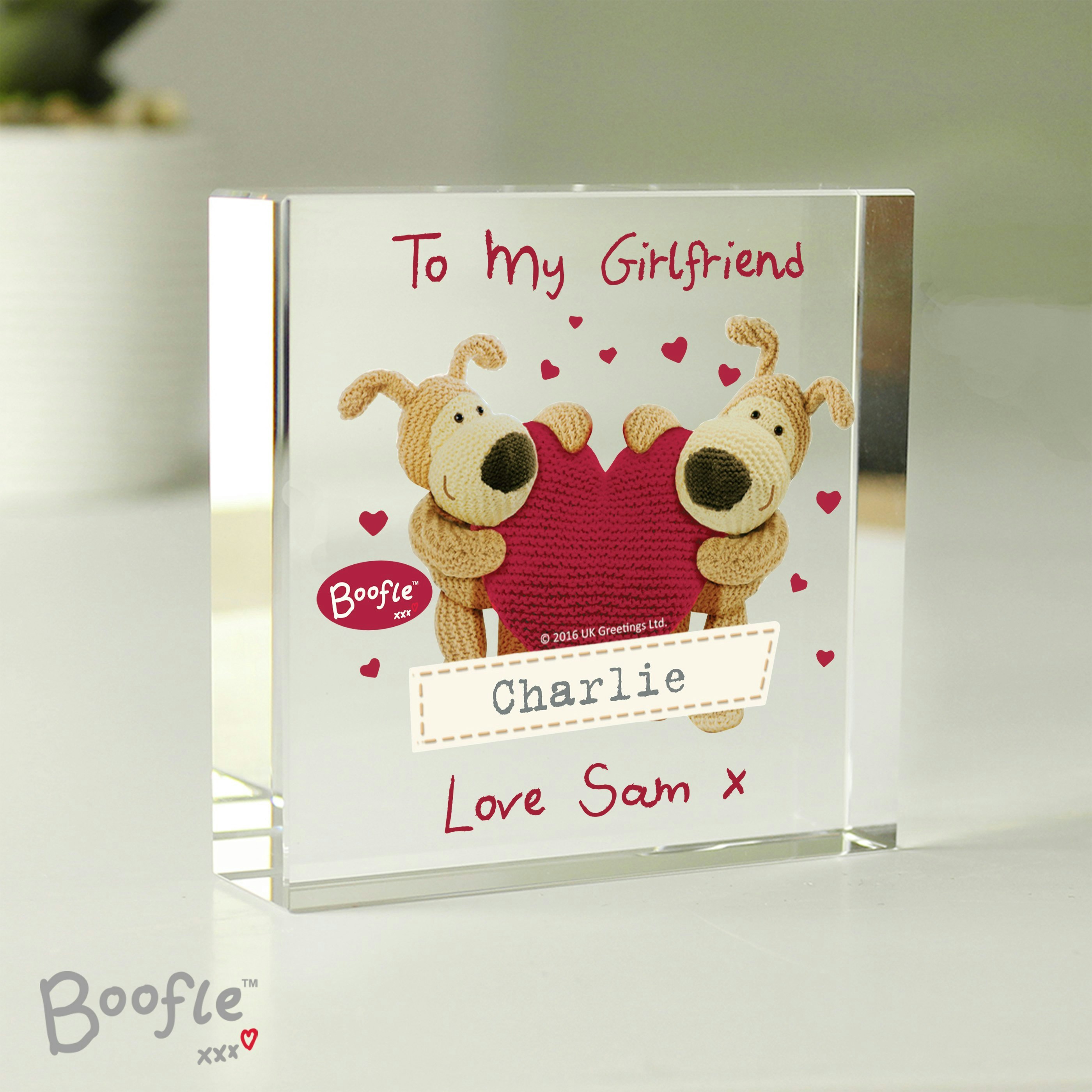 Rackhams Personalised Boofle Shared Heart Crystal Token
