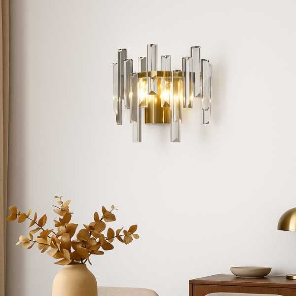 Pagazzi Lighting Light Pagazzi Ing Onega Antique Brass & Glass Crystal Wall