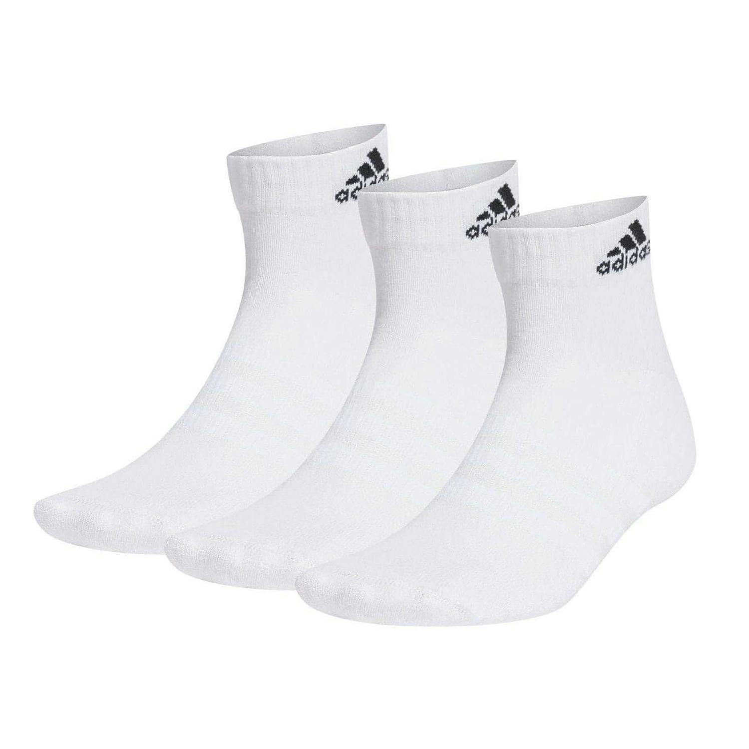 Adidas Men's White Logo Cushioned Ankle Socks (Pack Of 3) - 11 Uk-12.5 Uk - 57% Cotton/41% Polyester/2% Elastane