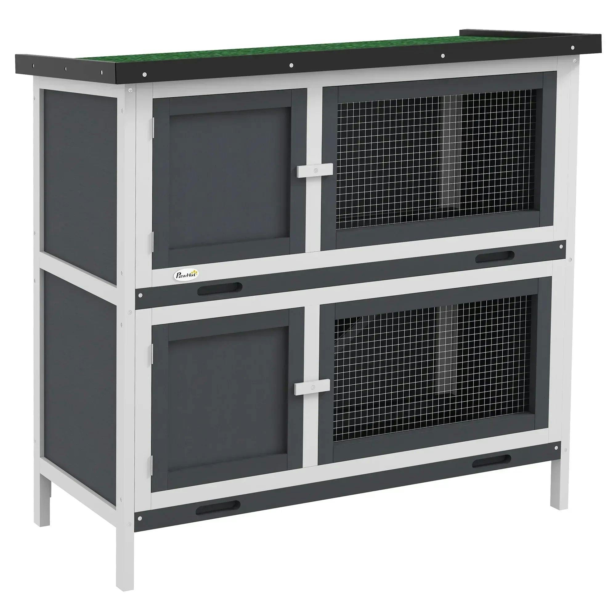 B&Q - Rabbit HutchDouble Decker Cage W/ RoofDividerRampGrey - Image 5