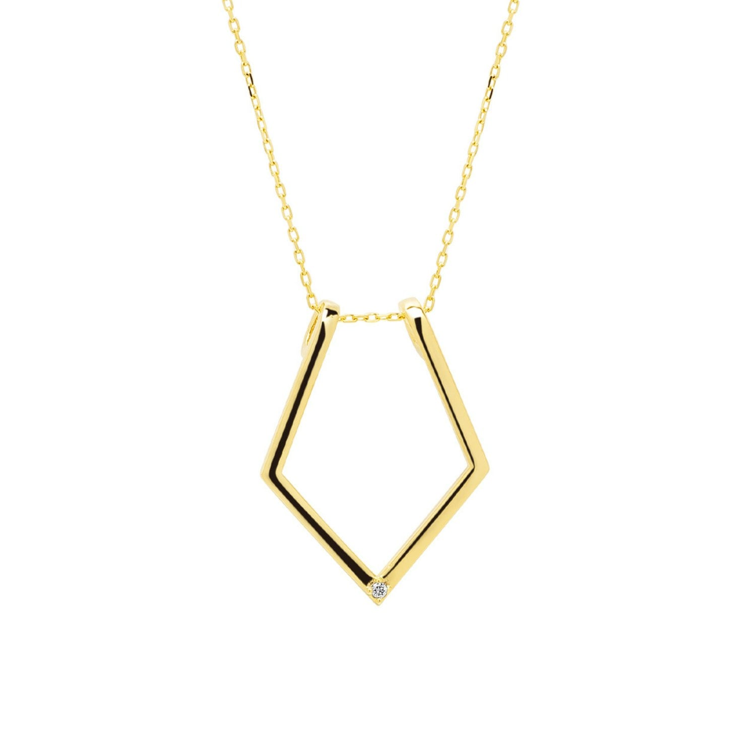 Spero London Silver/Gold Fine Diamond Rhombus Ring Holder Necklace In Sterling