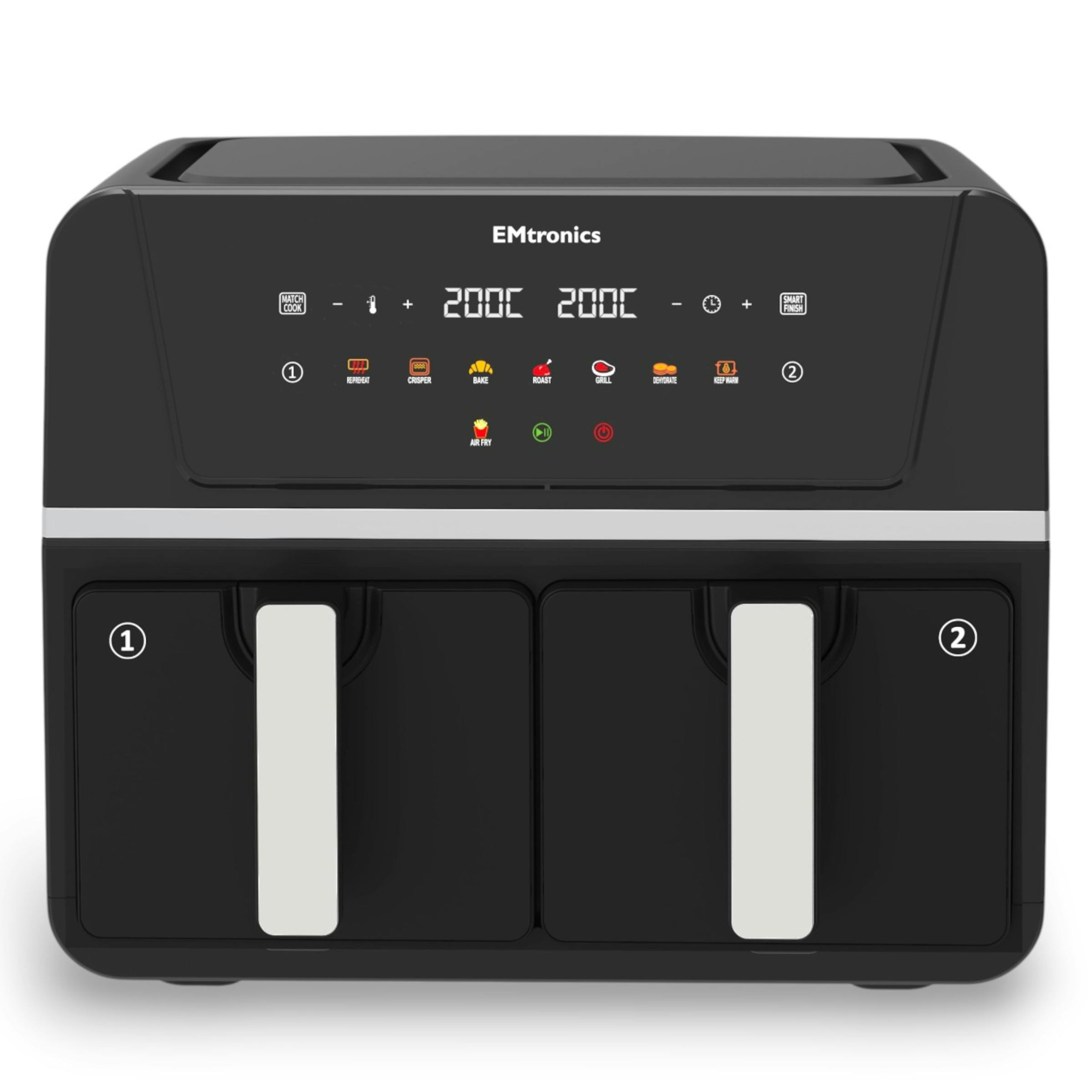 Emtronics Black Dual Air Fryer 9 Litre - Various Colours - Standard