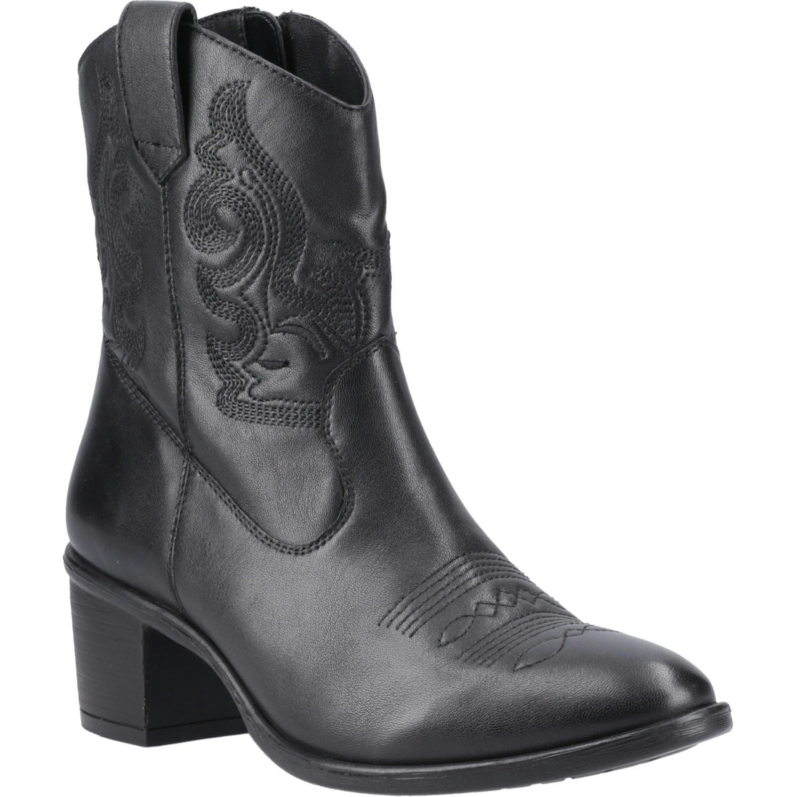 Hush Puppies Women's Black Wynn Leather Heeled Ankle Boots - Size 4