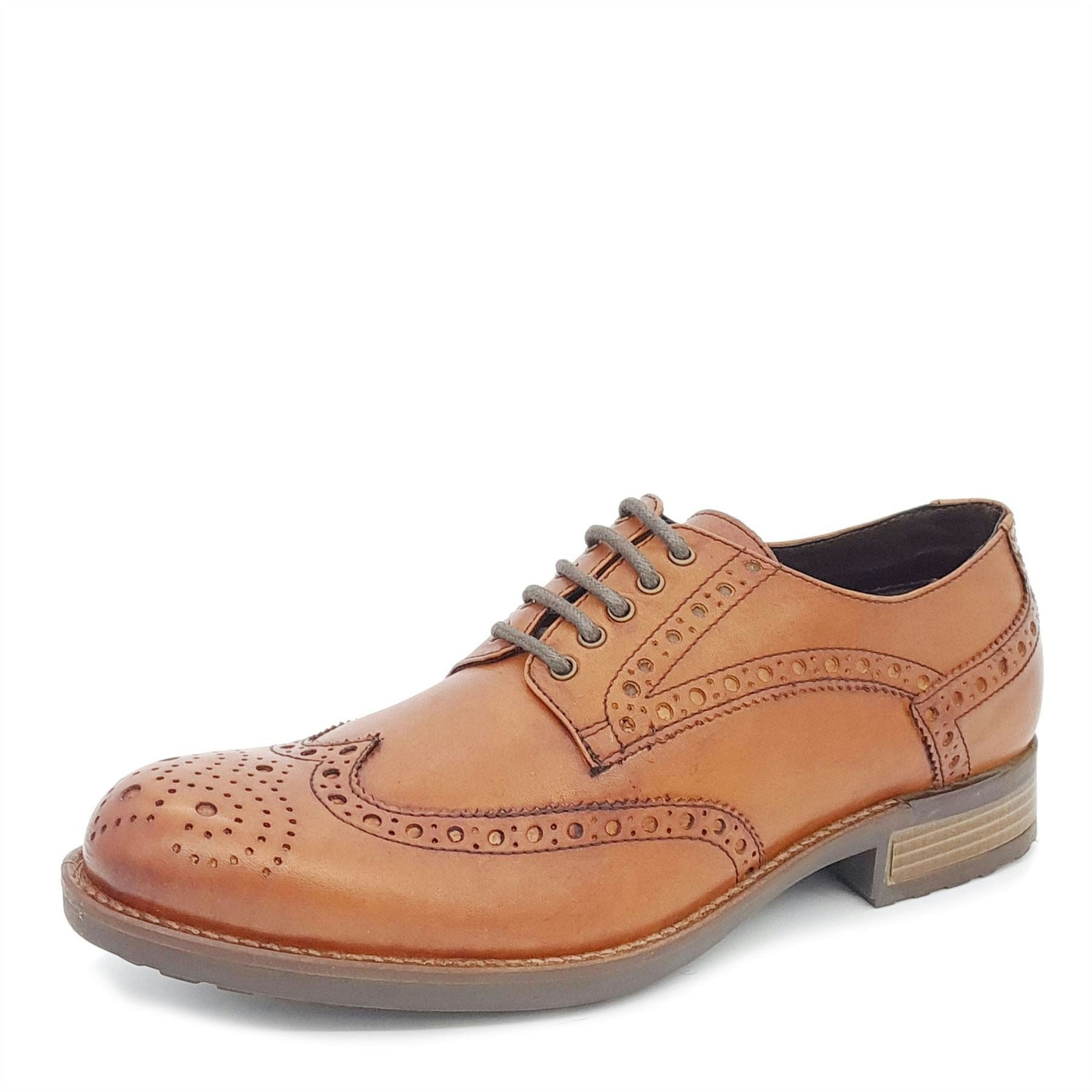 Hx London Men's Brown Wandsworth Brogue Shoes - Tan - 9 Uk
